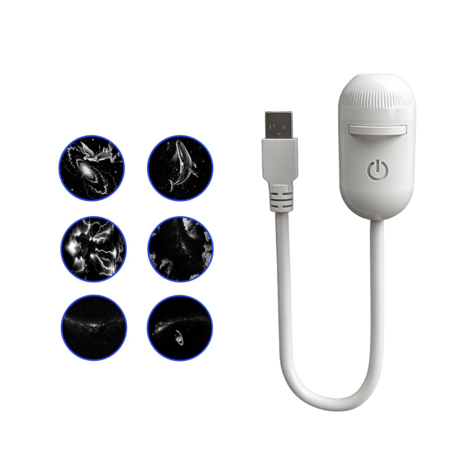 Luz Noturna Projetor Estrelado USB 2 Em 1 6 Slides Com Pescoço Flexível - De Estrelas Portátil Brilho 1120 Lúmens Para Quarto Infantil