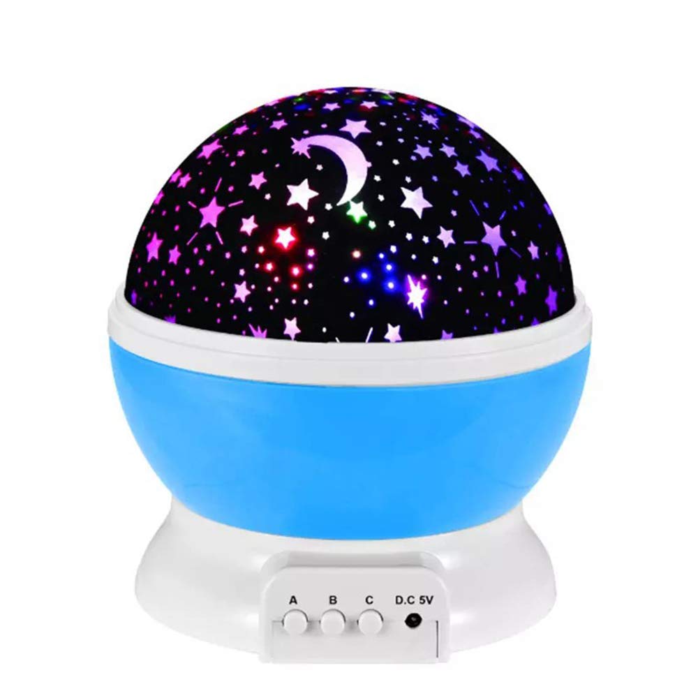 Luz Noturna Infantil Projetor Estrela Giratório 4 LEDs USB para Quarto Bebê | Rotação 360 Graus, Hipnotizante, Medo do Escuro, Amamentação Noturna, Decoração de Festas, Livre de Pilhas, Plástico, 5V