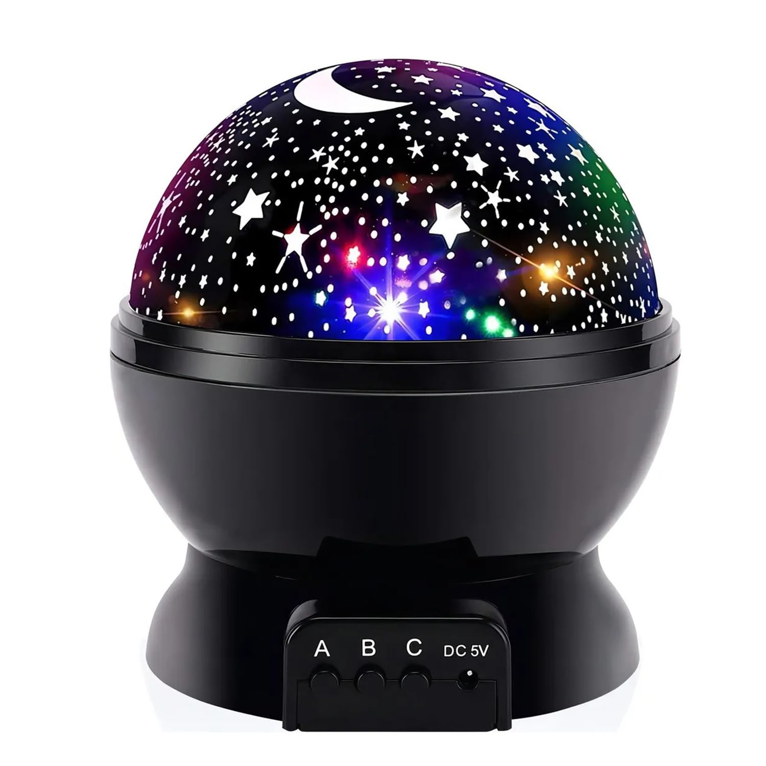 Projetor Estrela Infantil Giratório 360 Luz Colorida USB Quarto Bebê | Portátil, Compacto, Alimentação USB, Frio ao Toque, Leve, Para Viagem, Plástico Resistente, Embalagem 14,5x13x13cm