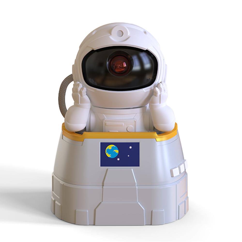 Projetor Astronauta Estrelas com Controle e Temporizador para Quarto Bebê | PVC, Controle Remoto, Branco, Temporizador 40 90 , Desligamento Automático, Portátil USB, Para Viagem, Ajustável