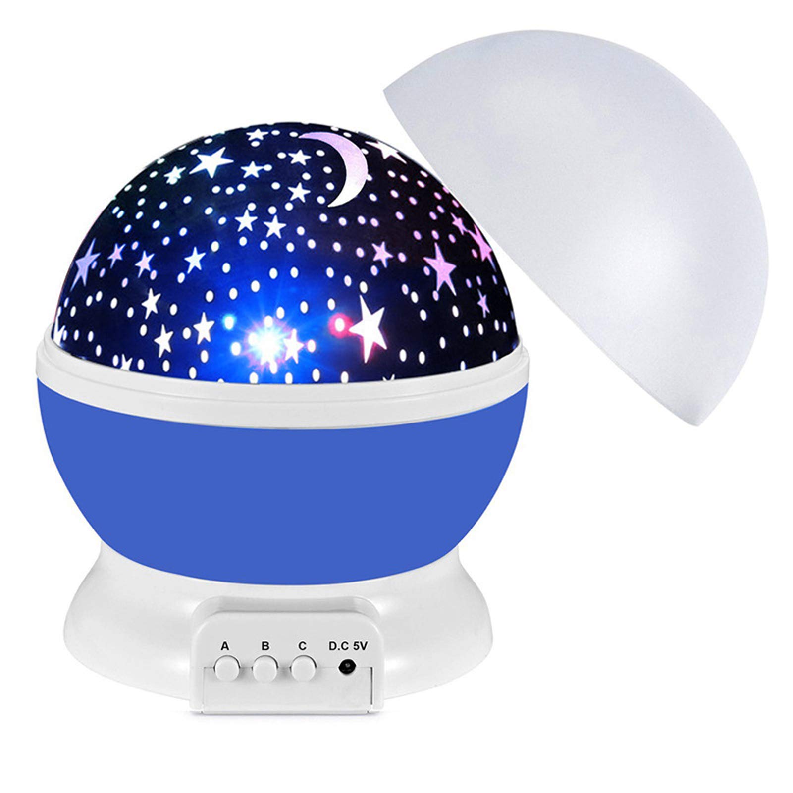 Luz Noturna Infantil Projetor USB AAA 135mm Para Quarto Bebe | Compacta, Portátil, USB, 4 Pilhas AAA, 0.5W, LED, , Roxo, Rosa, Toque Único