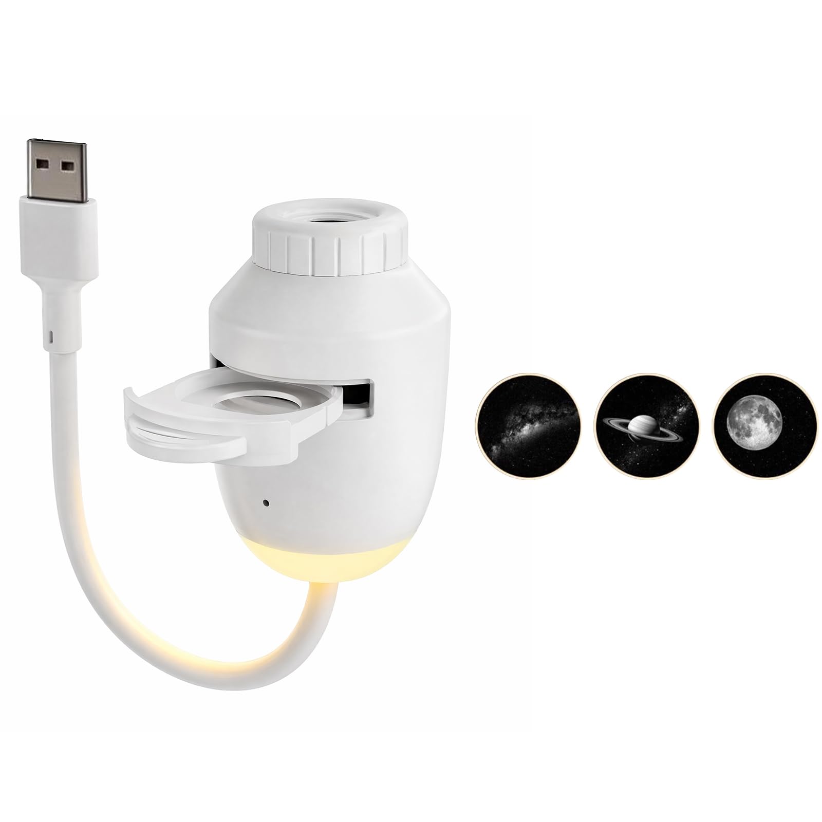Projetor de Luz de Galáxia USB – Céu Estrelado para Quarto | Teto estrelado, iluminação ambiente USB 5V, compacto (ABS/PVC)