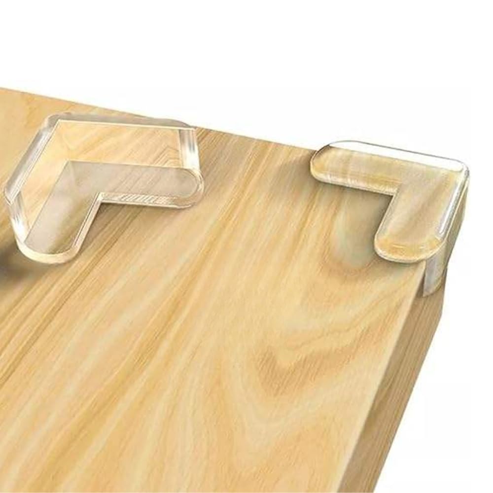 Protetor de Quina para Bebê Silicone Transparente Flexível Kit 4 Peças Segurança Infantil Idoso Anti Impacto Móveis Mesa Rack Armário