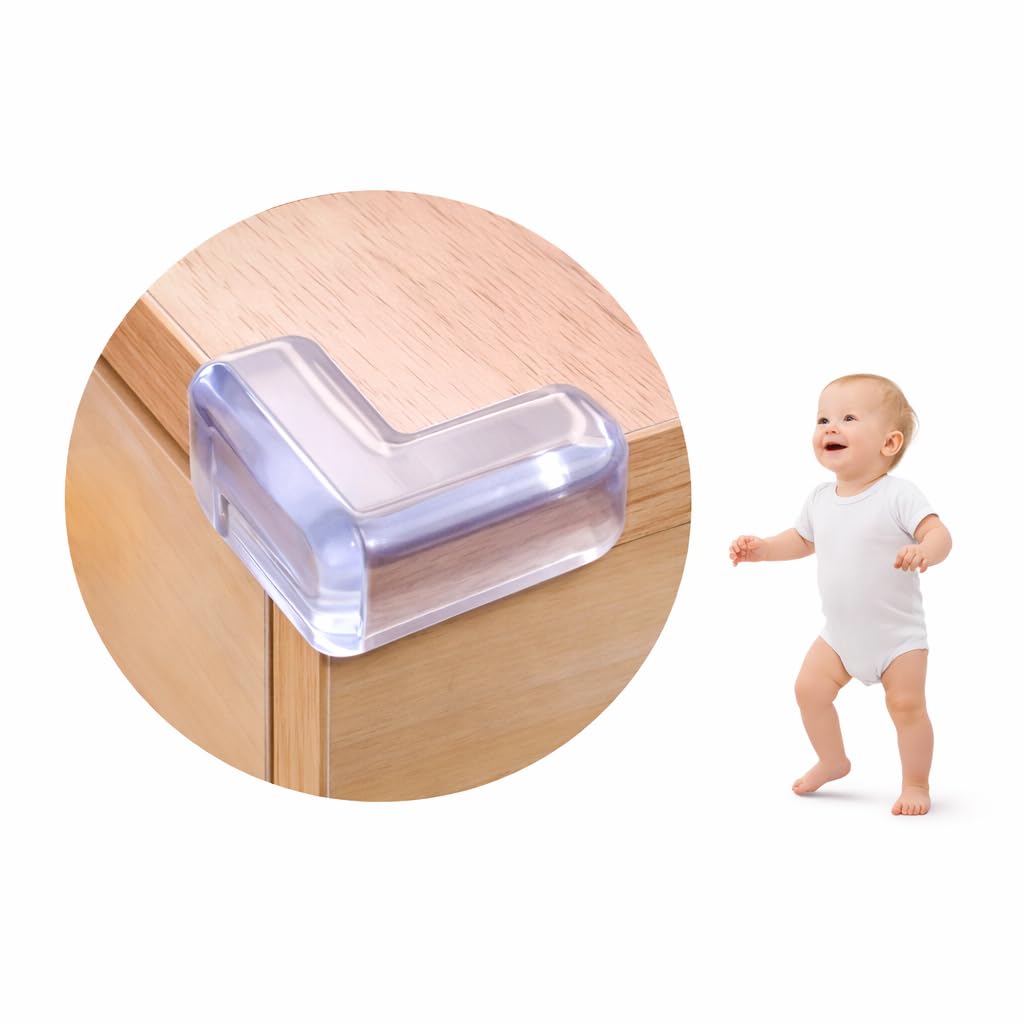 kit 8 Unidades Protetor de Quina Transparente para Móveis Silicone Formato em L Compatível com Vidro Madeira e Metal Reduzindo Impactos e Protegendo sua Casa