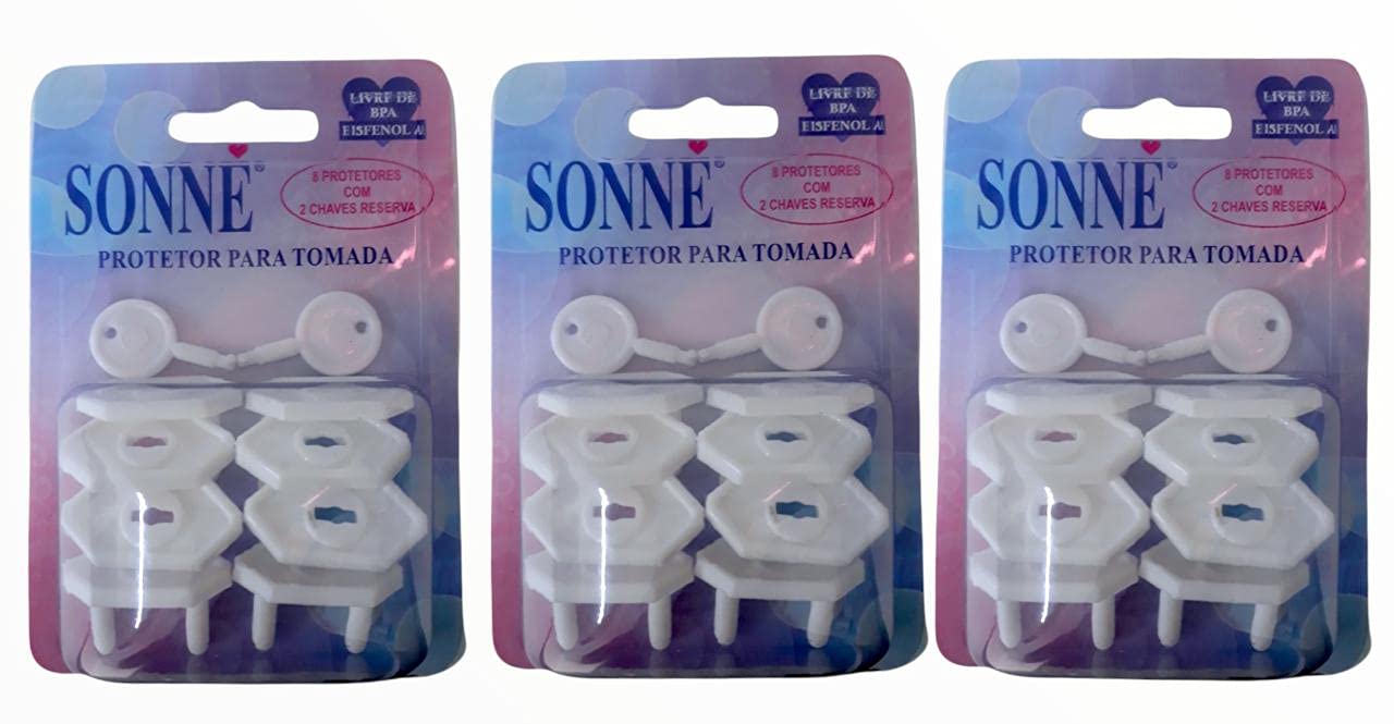 Sonne Protetor De Tomada Kit Com 24 Protetores E 6 Chaves Reserva Branco