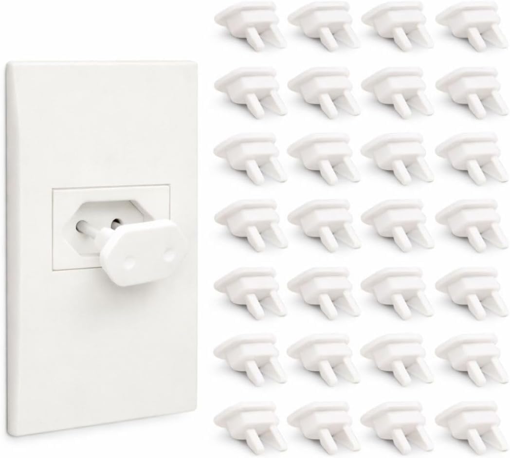 Kit 24 Protetor de Tomada Anti Choque Segurança do Bebe ABNT Branco Fácil de Instalar Segurança Rápida