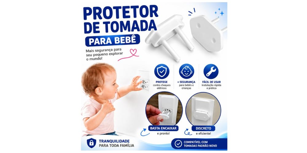 Protetor de Tomada – Kit com 24 Peças | Segurança para Bebês e Crianças Encaixe Universal