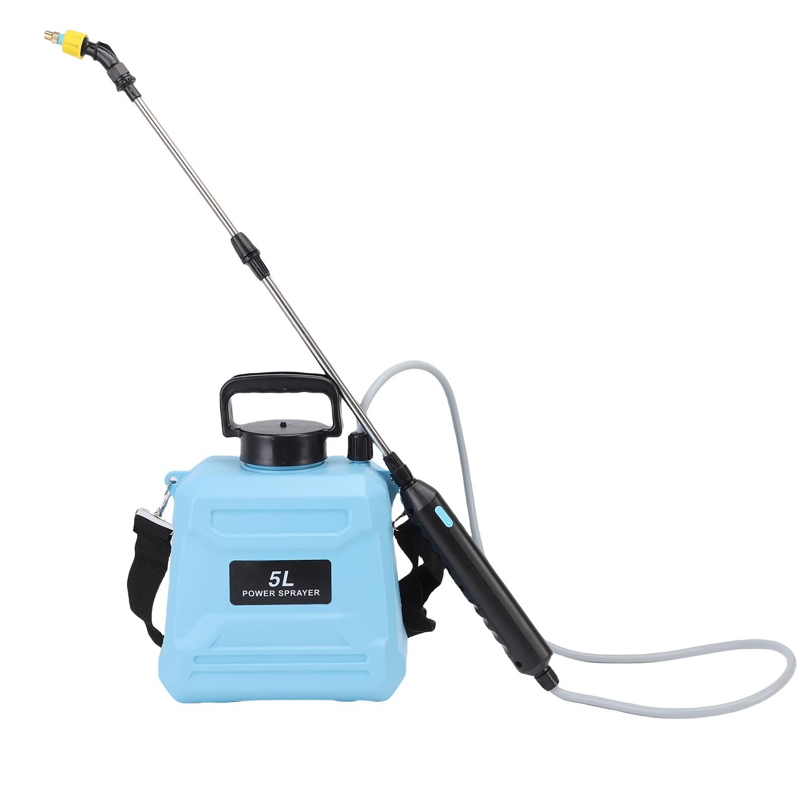 Asixxsix Pulverizador Alimentado por Bateria 5L, Pulverizador Elétrico Com 3 Bocais de Névoa e Varinha Retrátil, Pulverizadores de Jardim Elétricos Portáteis Recarregáveis (Azul)