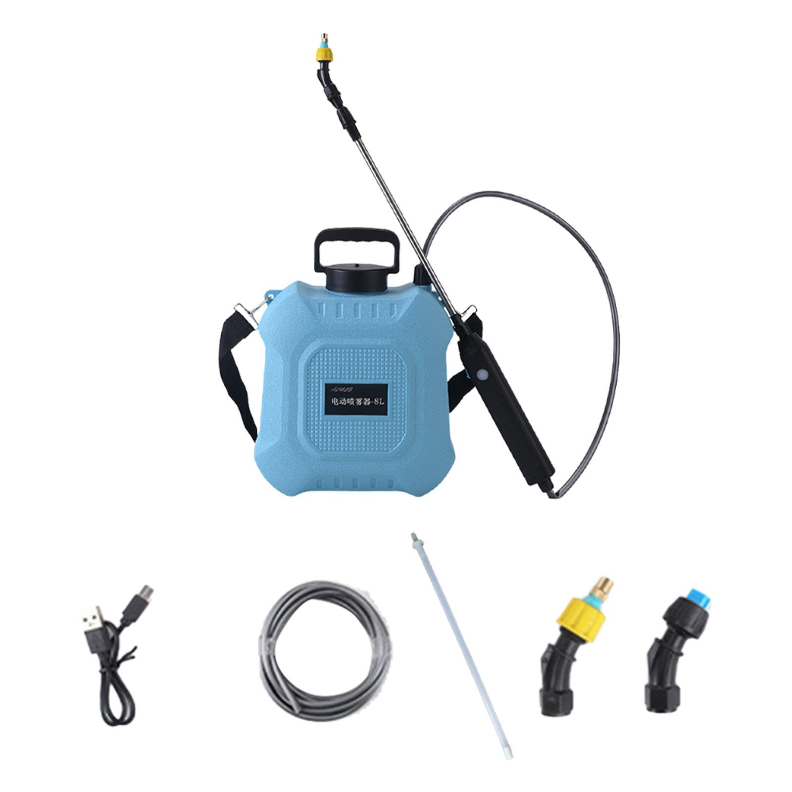 Generic Pulverizador de Jardim Elétrico Recarregável Ajustável Versátil com Alça de Ombro Haste Telescópica para Irrigação Externa Leve, 8l
