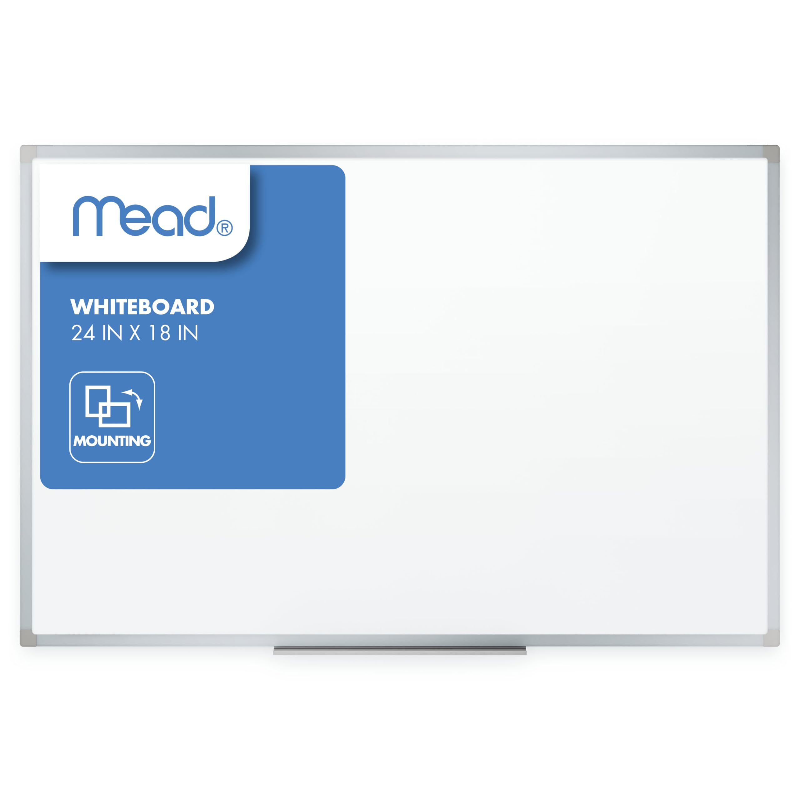 Mead Quadro apagável a seco, quadro branco/quadro branco, 61 x 46 cm, moldura de alumínio com acabamento prateado (85355)