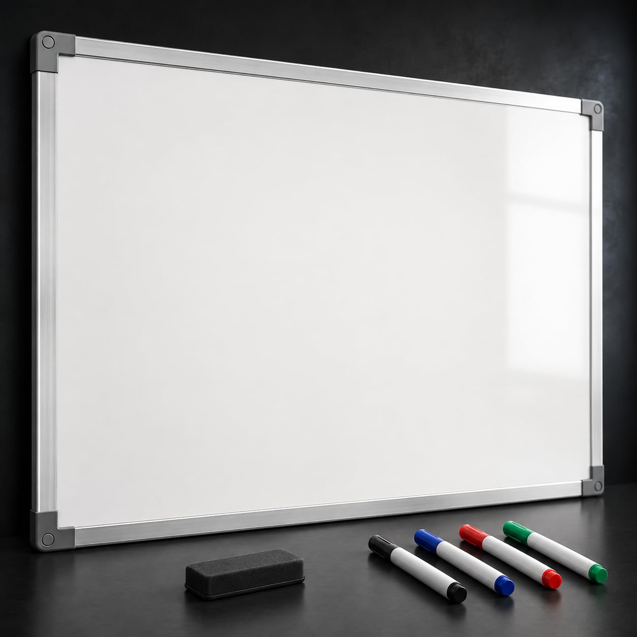 Lousa Quadro Branco 120x90cm MDF UV Moldura Alumínio Apagável Para Escritório Escola Sala Aula + 4 Canetas E Apagador