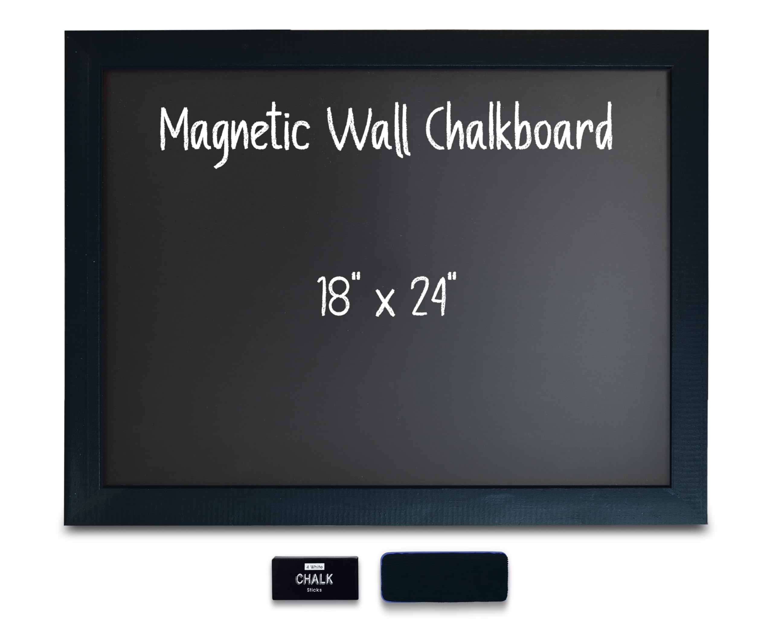Quadro Negro Magnético da Better Office, Tamanho Grande 45,7 cm x 61 cm, Moldura de Madeira Rústica, Placa de Quadro Negro, Suporte de Parede Vertical ou Horizontal, Inclui Giz e Borracha