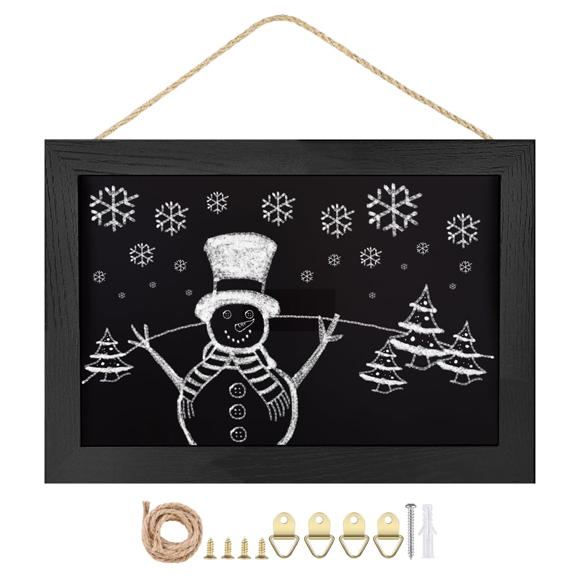 Quadro negro de superfície magnética, 22 cm x 32 cm, moldura de madeira preta, placa preta de parede para usar em casa, escritório e restaurante, quadro-negro -BK2232-US