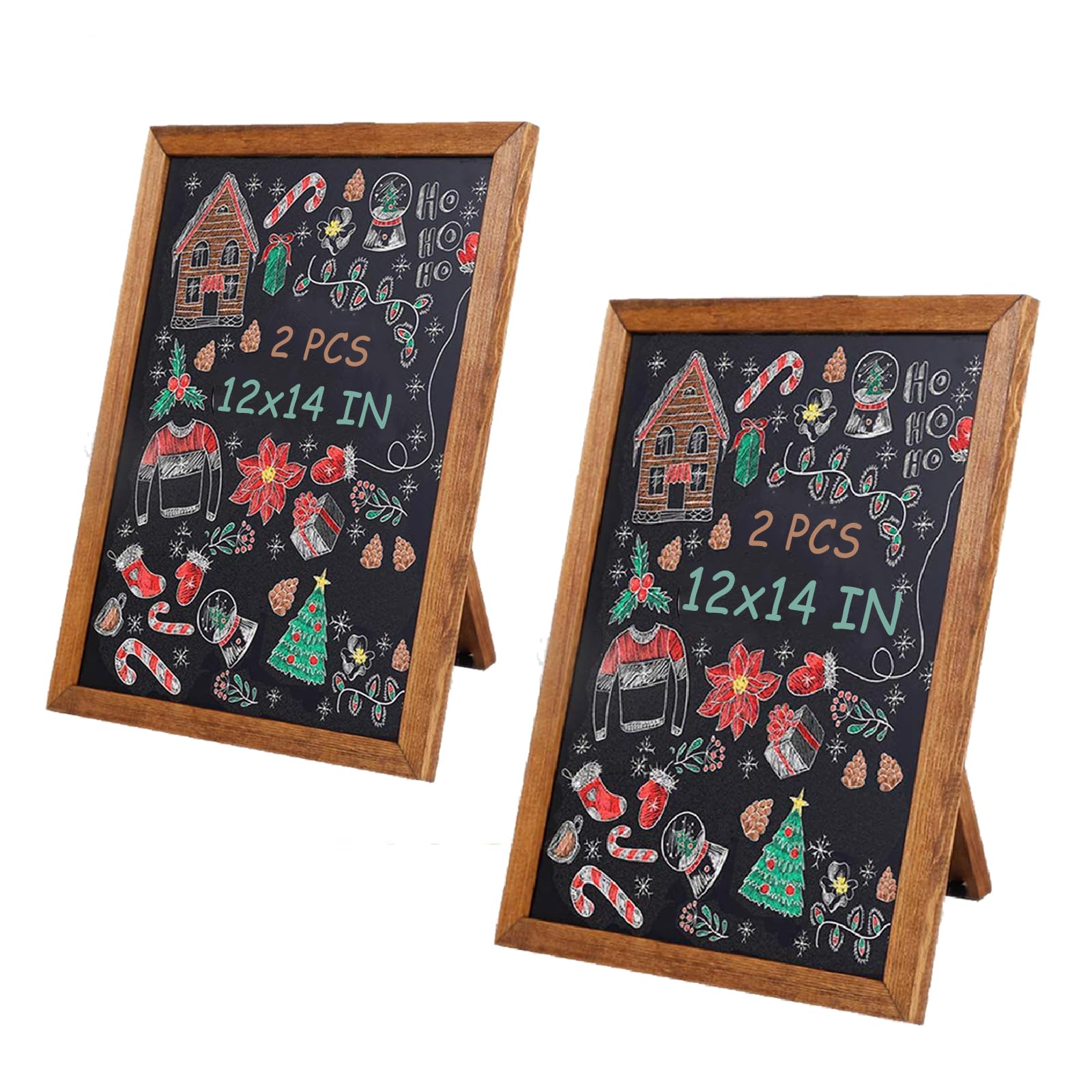 2 placas de quadro negro pequenas de 28 x 35 cm com suporte, quadro negro magnético preto, superfície não porosa com moldura de madeira de pinho rústico, placa de giz, placa de cavalete para