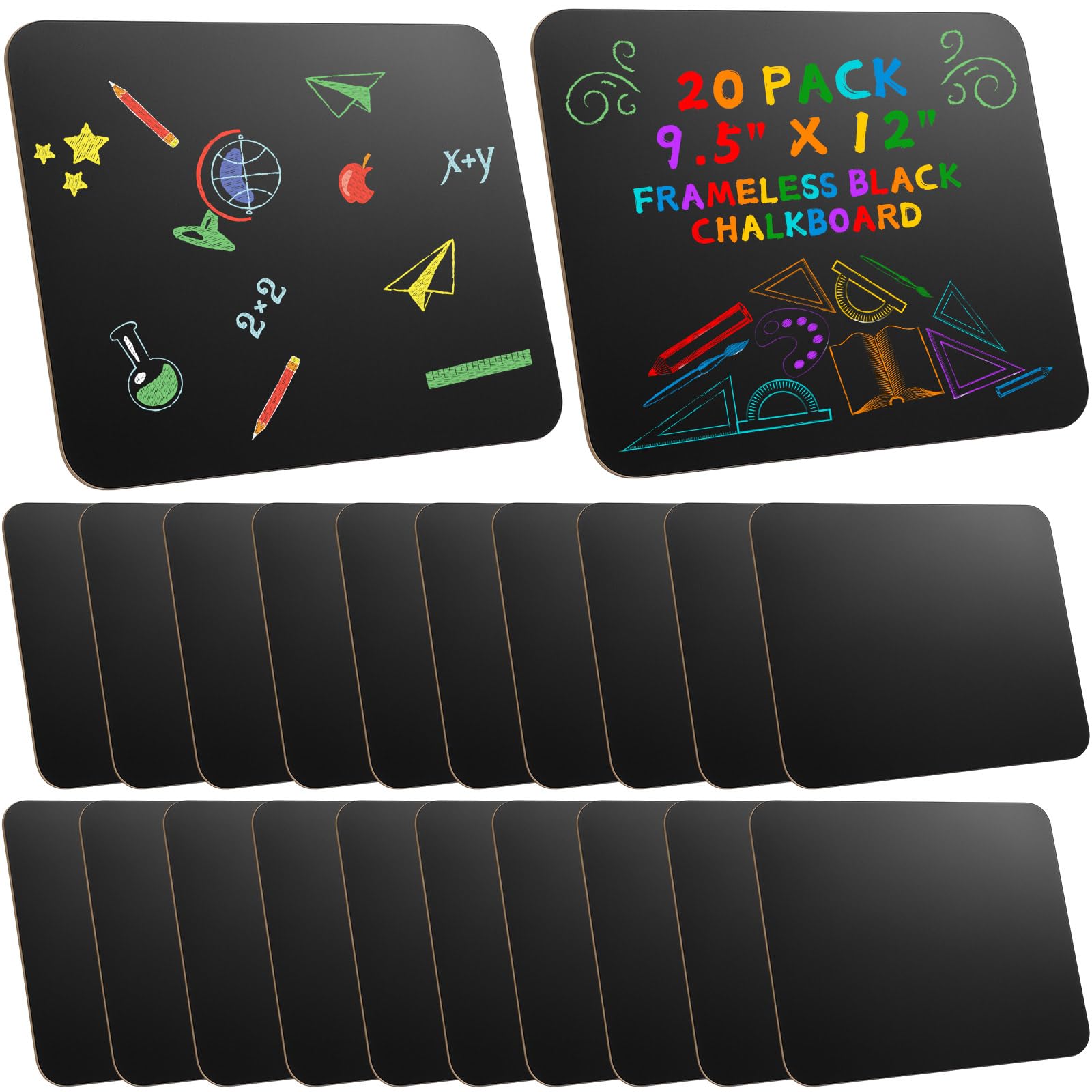 20 peças 24 x 30 cm quadro negro sem moldura para crianças, mini quadro de giz de madeira, pequeno quadro-negro, material escolar para crianças, sala de aula, festa, casa