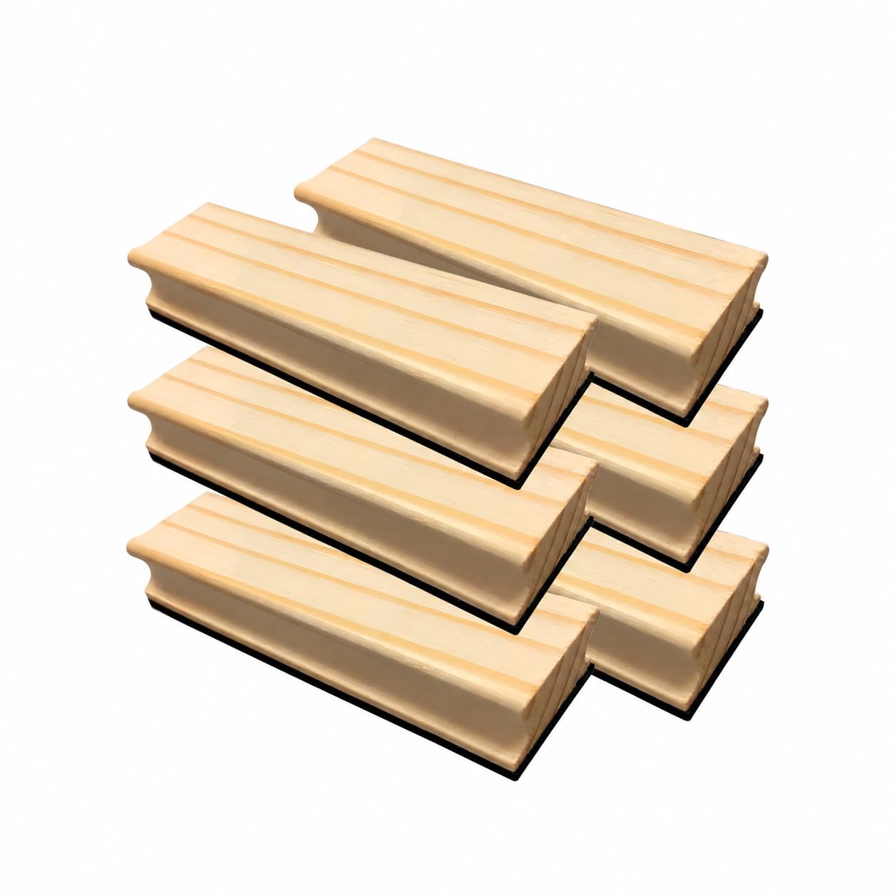 Kit 6 Apagador para Lousa e Quadro Negro Stalo Madeira Pinus Espuma Macia 13x3cm para Escrita a Giz Uso Escolar e Residencial