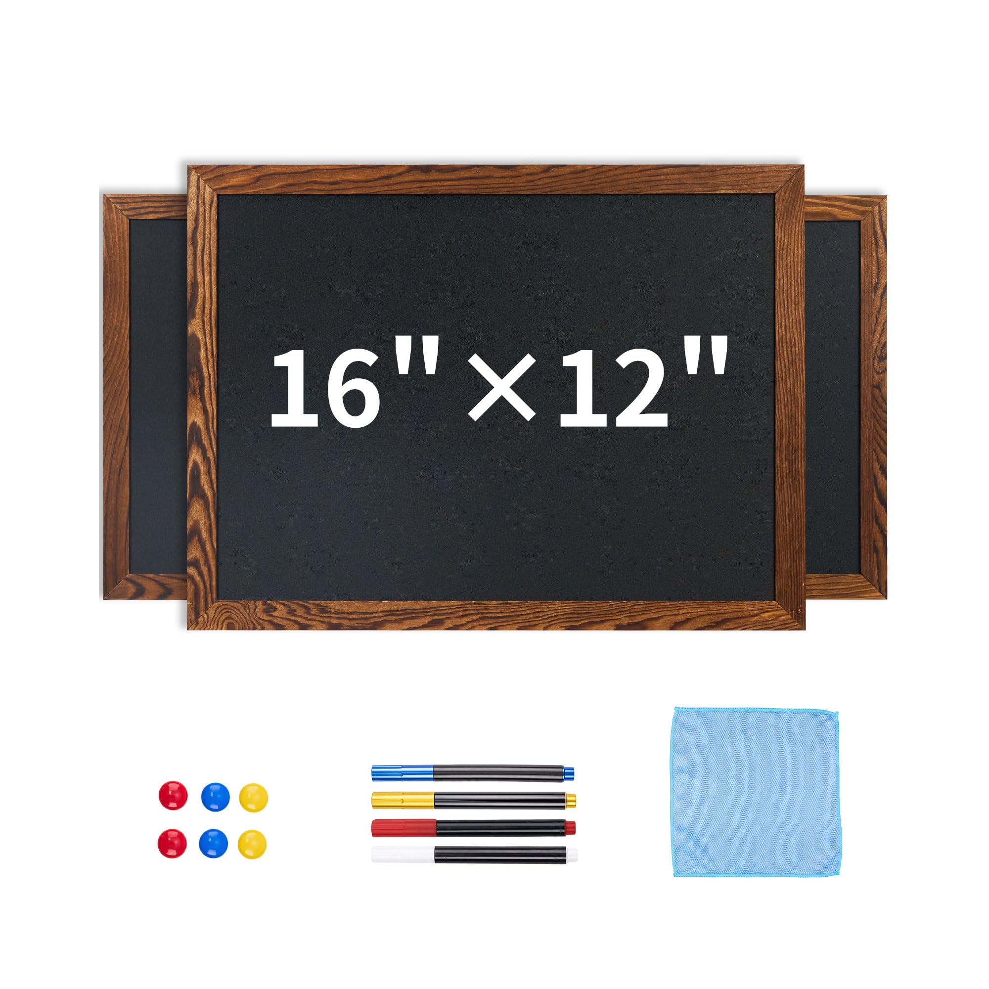 Placa de giz magnética para parede, pacote com 3, 29 x 40,6 cm, quadro negro emoldurado em madeira natural, quadro negro e quadro-negro montado na parede, quadro de giz rústico fácil de apagar para