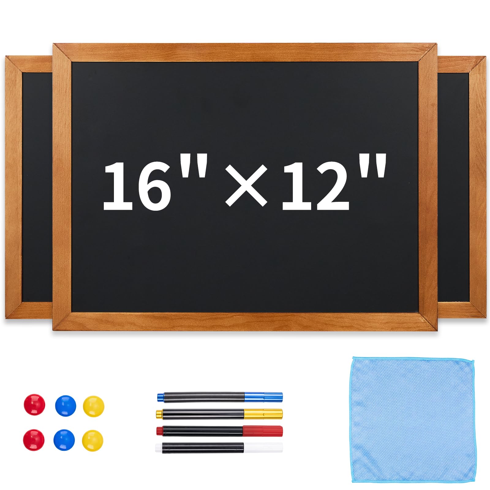 Placa de giz magnética para parede, pacote com 3, quadro negro emoldurado de madeira natural, 30,5 x 40,6 cm, quadro negro e quadro negro montado na parede, quadro de giz rústico fácil de apagar para