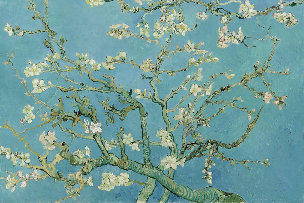Quebra-cabeça 1000 Peças Van Gogh Amendoeira em Flor | Papel Premium com Pôster em Tamanho Real | Adulto Infantil | Arte Impressionista | Presente Criativo e Relaxante | 70X50 cm (Montado)