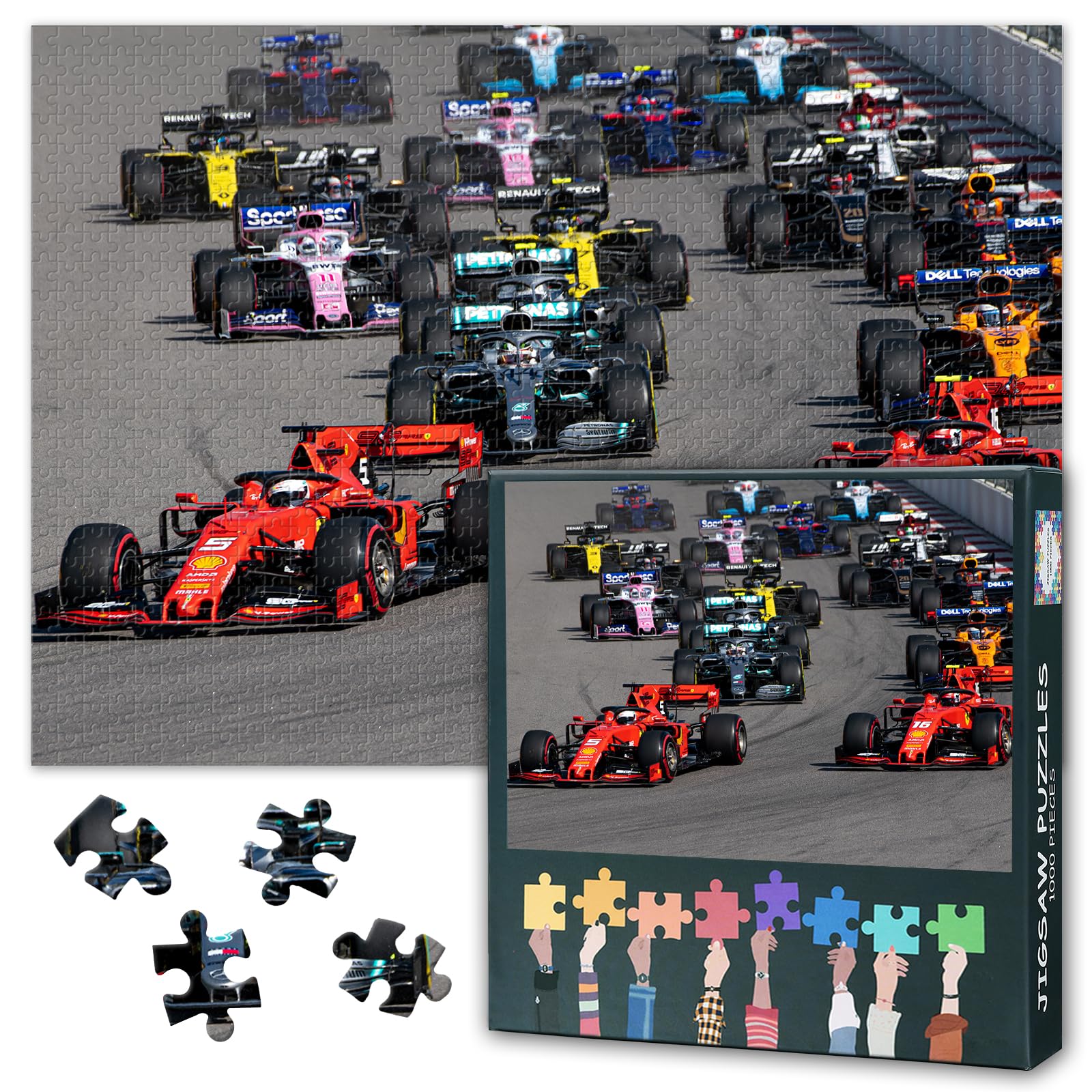 Quebra-cabeça de carro de corrida 1000 peças - arte de quebra-cabeça difícil e desafiadora para meninos como presentes quebra-cabeças de competição esportiva para jogos em família, decoração de parede