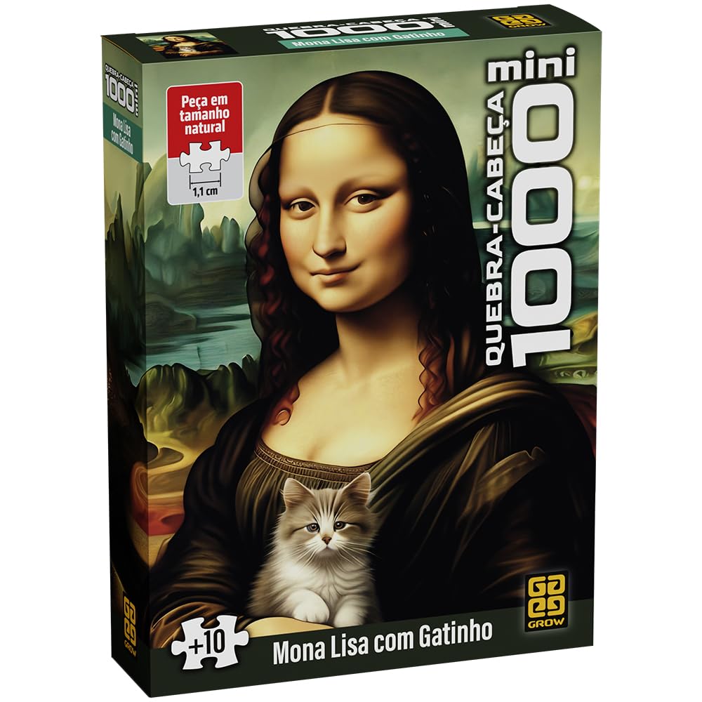 Quebra Cabeça 1000 Peças Mini Monalisa com Gatinho
