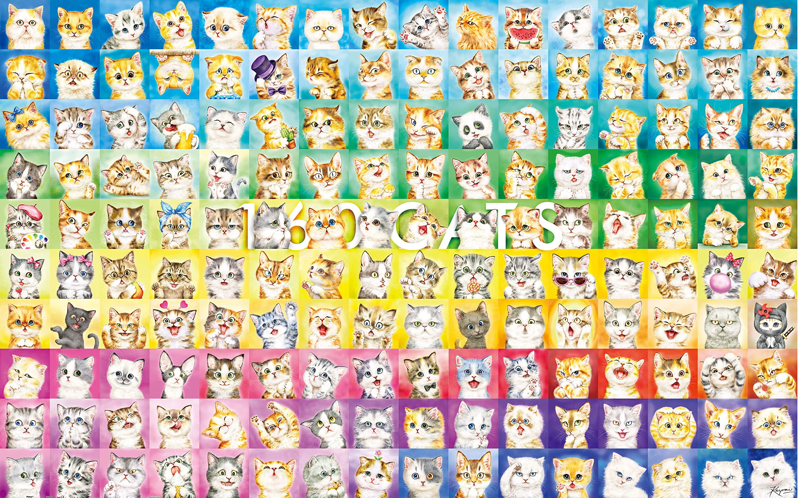Pintoo Quebra-cabeça 4000 peças para adultos - Kayomi - 160 gatos lindo quebra-cabeça de plástico para decoração de casa zero poeira fácil armazenamento [H2090]