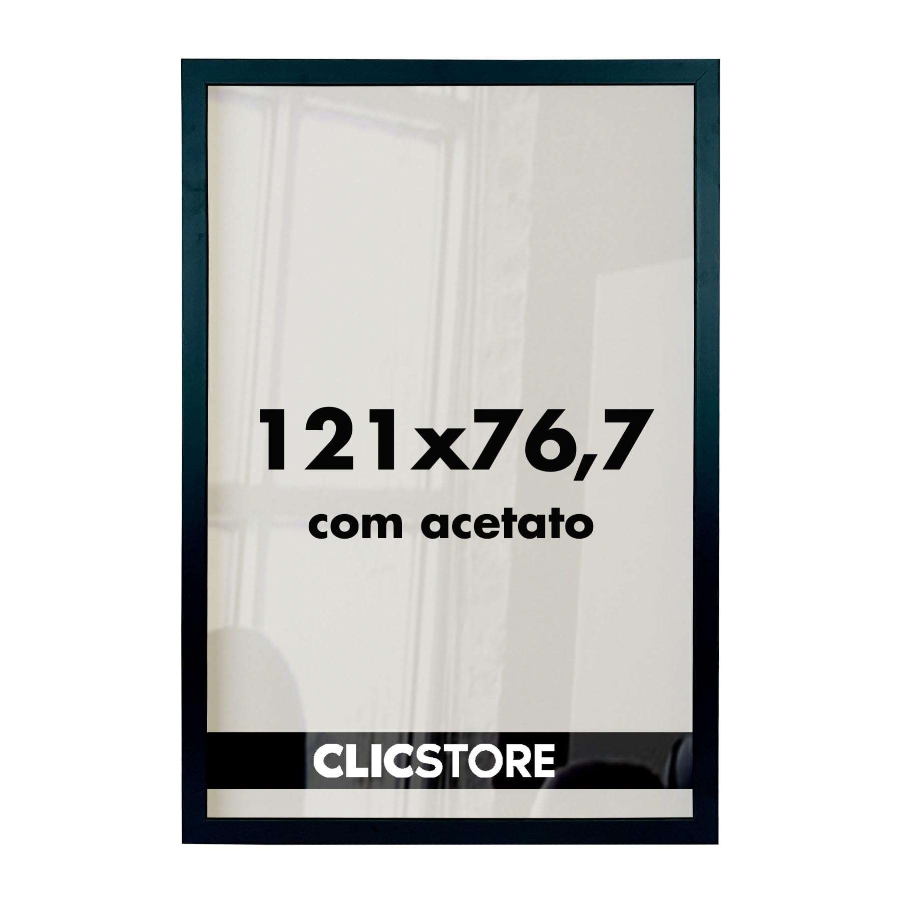 Moldura Panorâmica Quebra Cabeça 3000 peças 76,7x121 cm c/Acetato Decoração Criativa Quadro Sala Escritório Game Office (Preto)