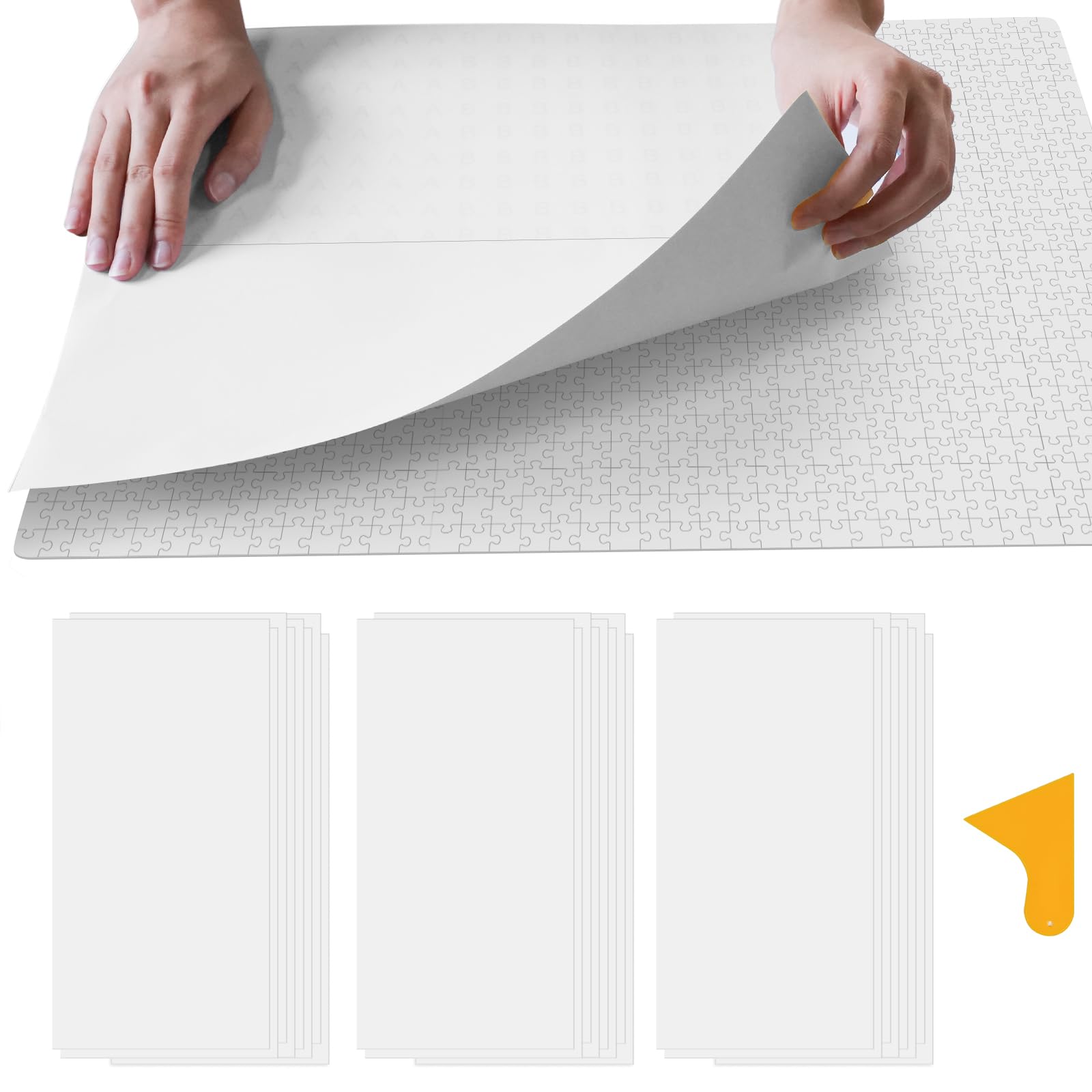 ALL4JIG Quebra-cabeças – Pacote com 24 folhas de cola para quebra-cabeça para 1000 a 3000 peças, folhas de adesivos autoadesivos, quebra-cabeças fáceis de preservar e emoldurar