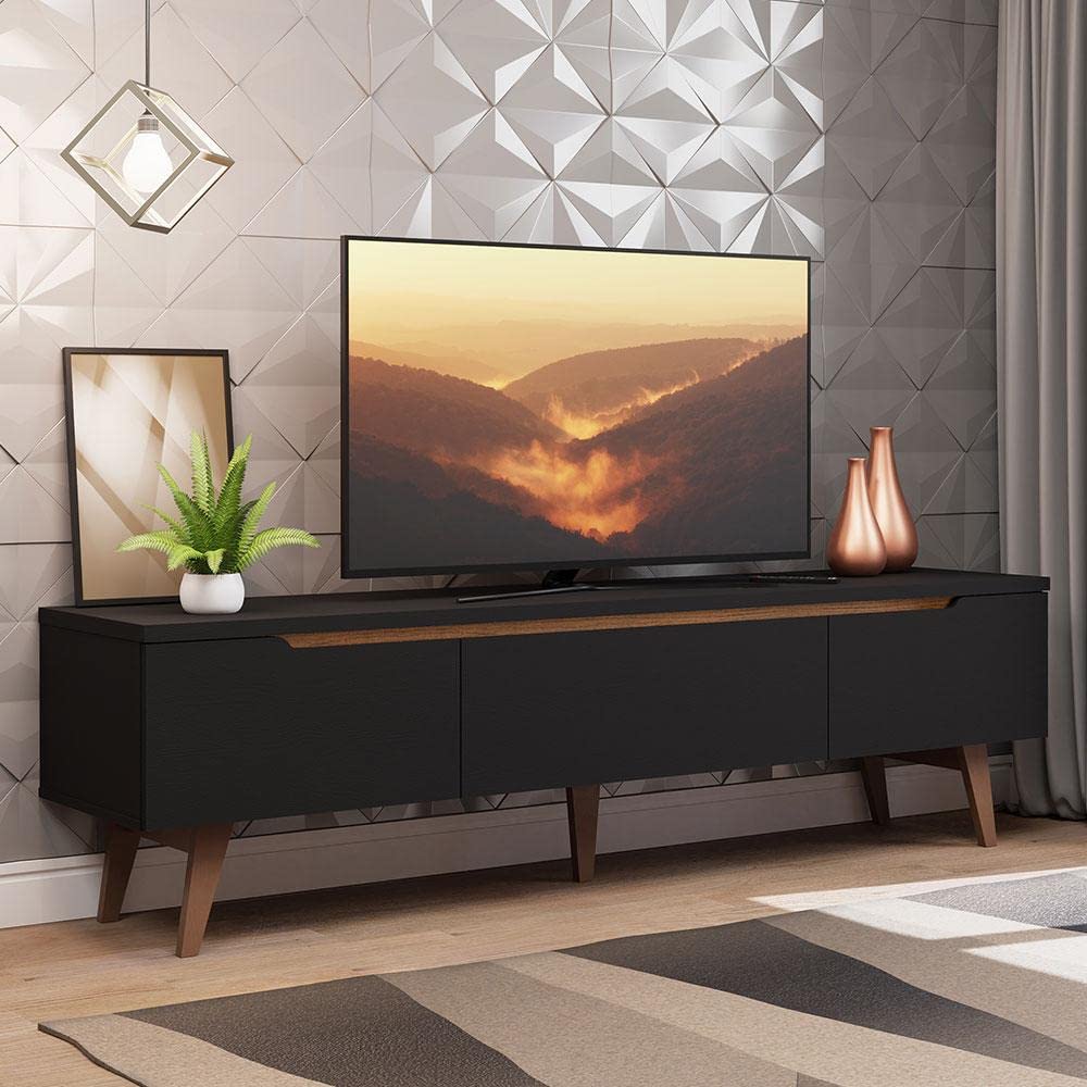 Rack para Tv até 75 Polegadas Madesa Reims 2 Portas 1 Gaveta - Preto