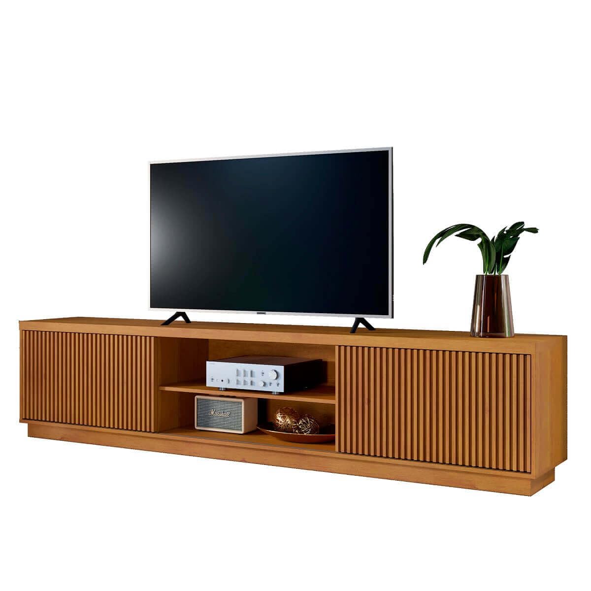 FACILITA DECOR Mavaular Rack para TV de até 85 Polegadas Ripado 2 Portas Valencia Naturalle