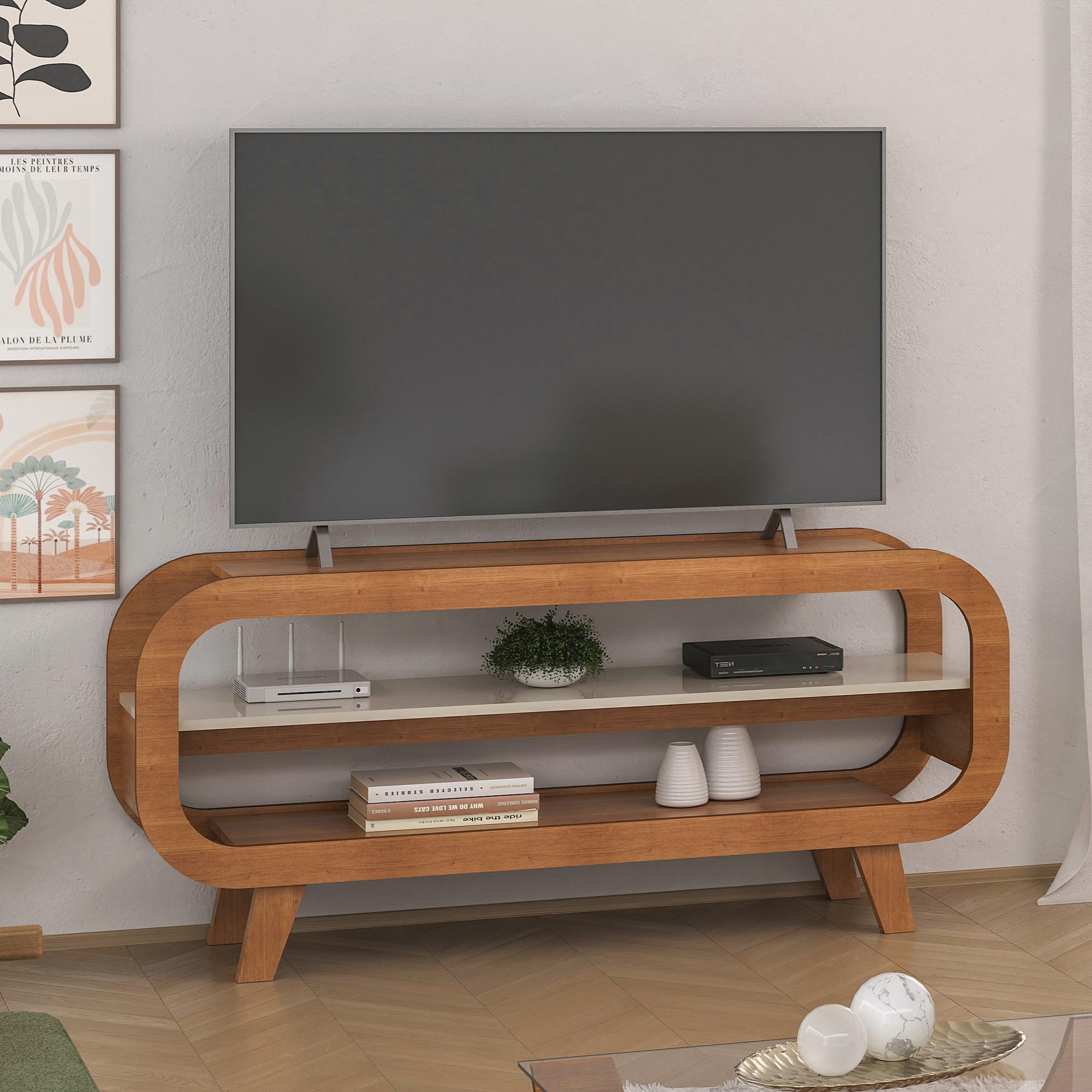 Artely Rack Theo para TV até 60", Cinamomo/Off White