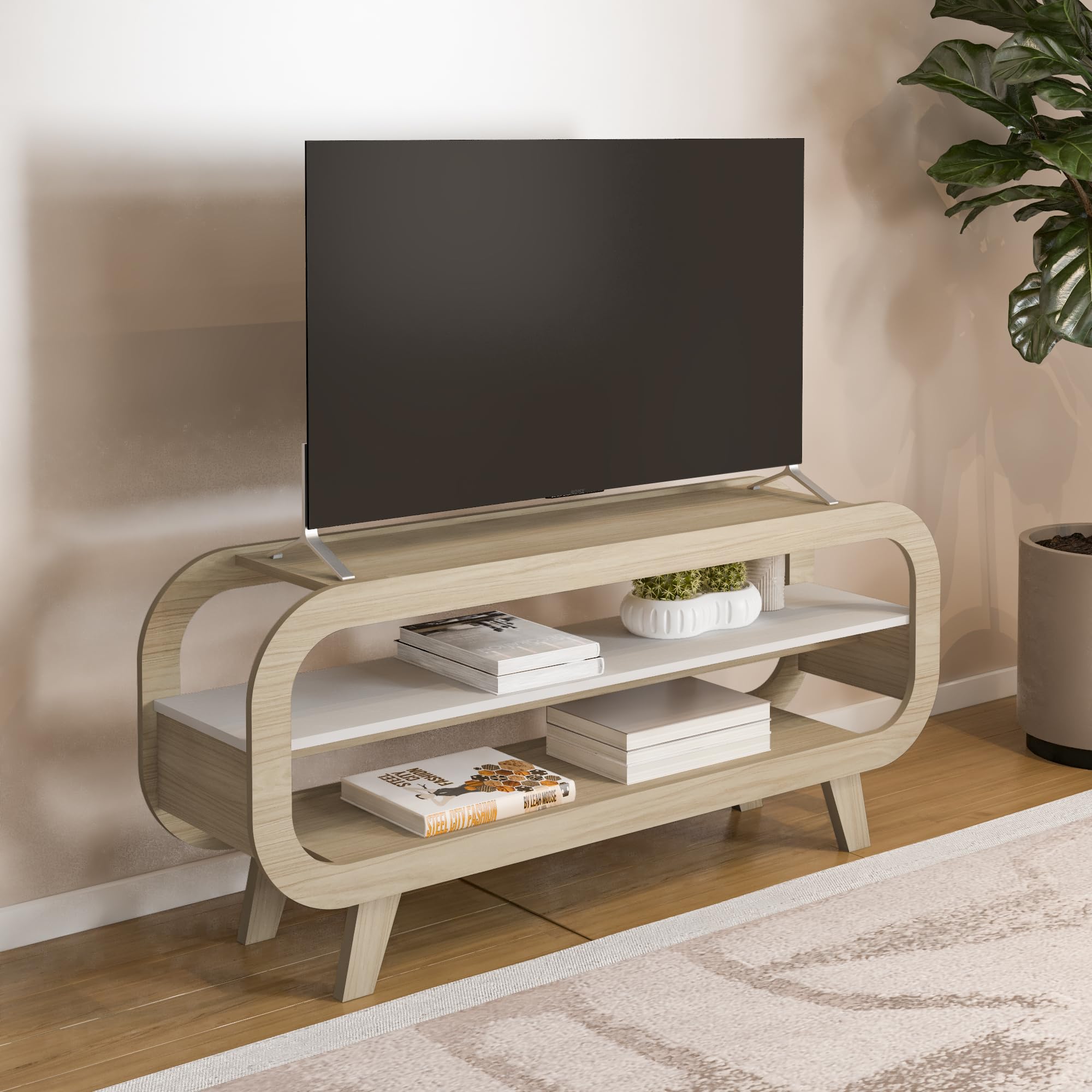 Artely Rack Theo para TV até 60", Naturale/Branco