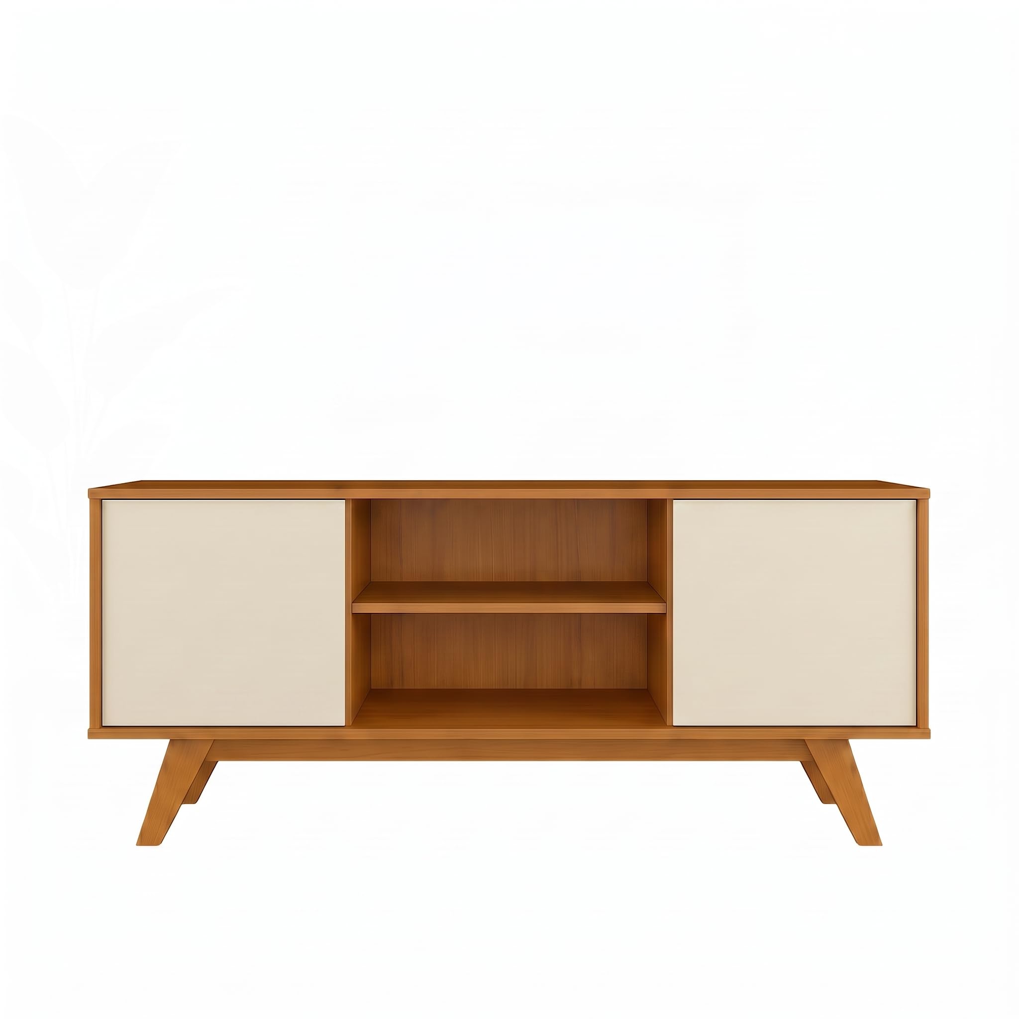 Rack Turim Para TV de até 50 Polegadas Com 02 Portas e Pés Madeira Sala Nicho Divisórias Cedro/OFF