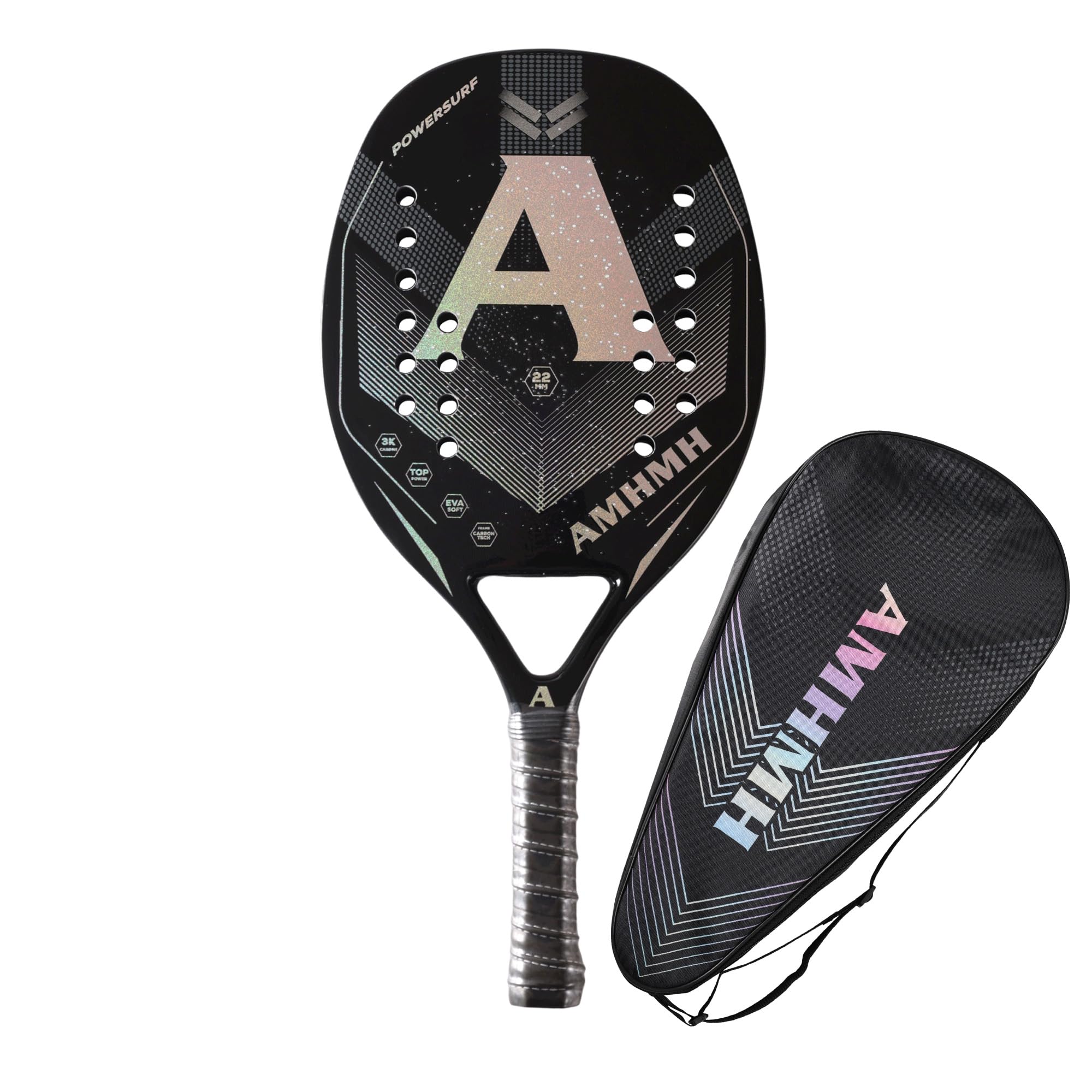 Raquete de Beach Tennis Profissional de Fibra de Carbono 3K e Bolsa porta-raquete