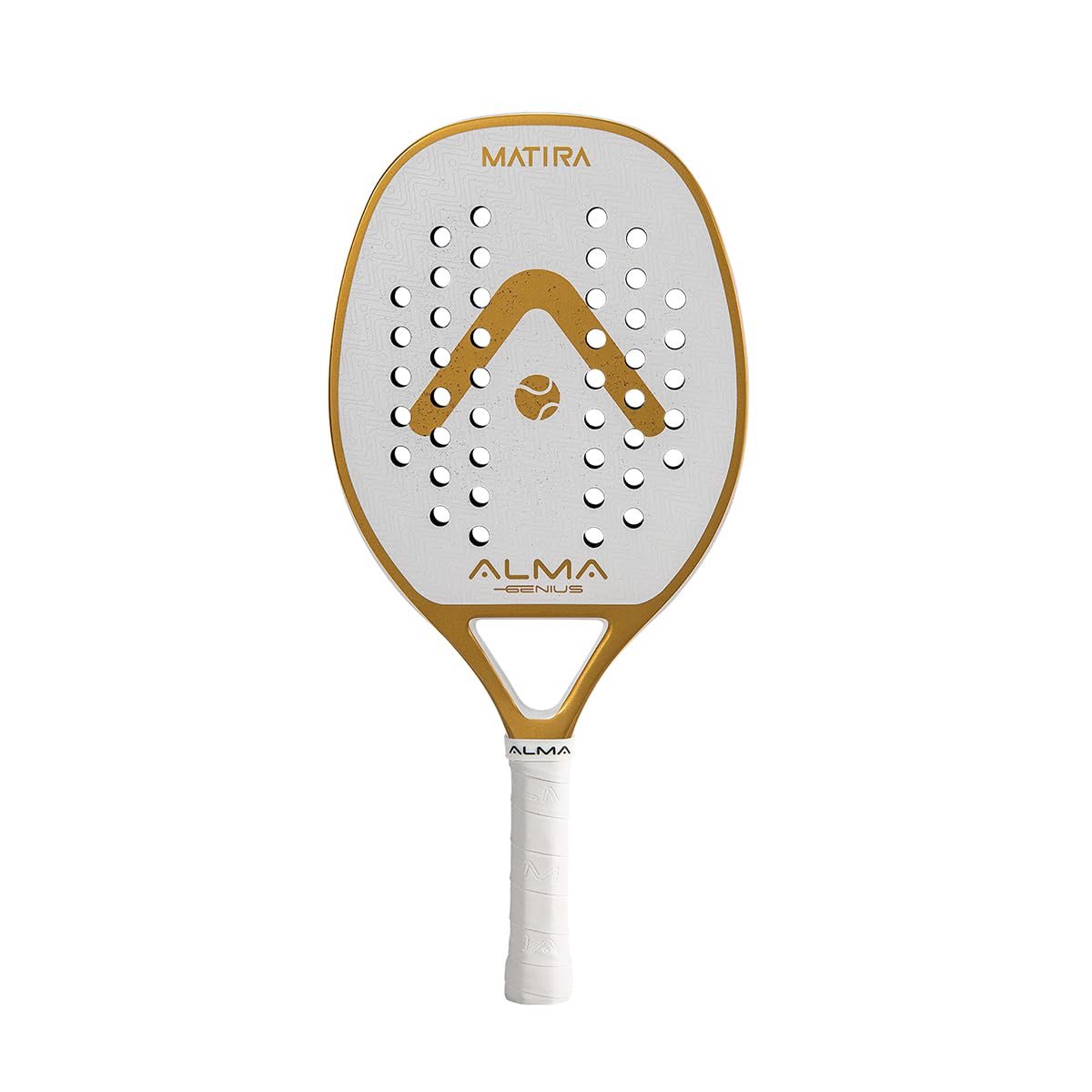 Raquete Beach Tennis Carbono 1K Matira Branca e Dourada Alma Genius