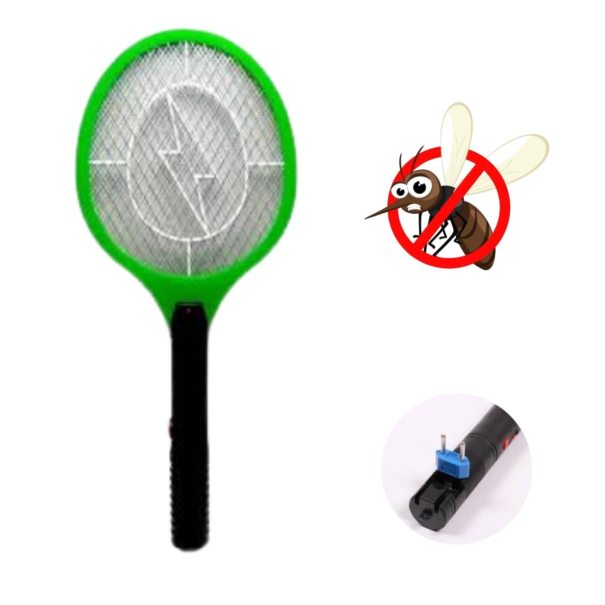 Raquete Mata Insetos Elétrica Recarregável Bivolt: Mosquito, Pernilongo e Mosca - Armadilha Dengue (Verde)