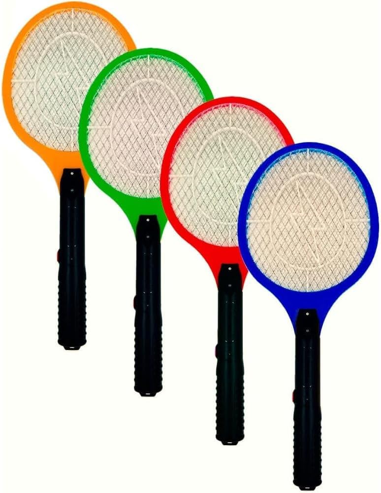 Raquete Elétrica Mata Mosquito e Insetos, Recarregável, Bivolt 110/220V, Cores Variadas
