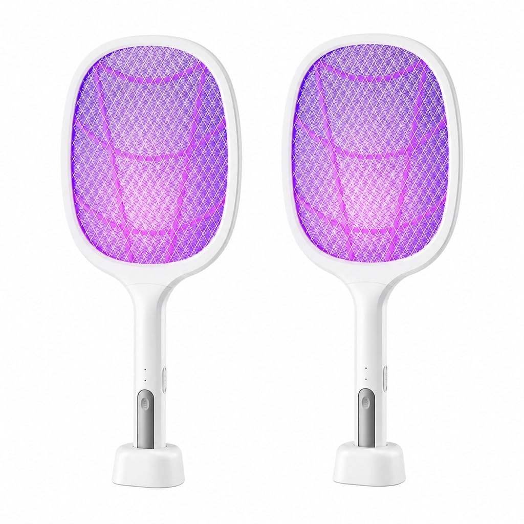 Raquete Elétrica Mata Mosquito USB Recarregável Com Base E Luz UV | Mini Lavadora Dobrável 1L Com Cesto De Centrifugação Ideal Para Roupas Íntimas Meias Roupas De Bebê E Viagens