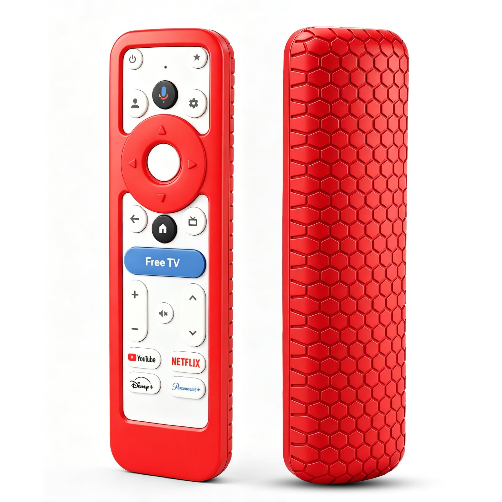 Capa protetora de silicone para Onn Google TV 4K Plus/Pro Streaming Device (2024) Android TV Box Suporte de controle remoto protetor de pele, à prova de choque, capa traseira antiderrapante - vermelho