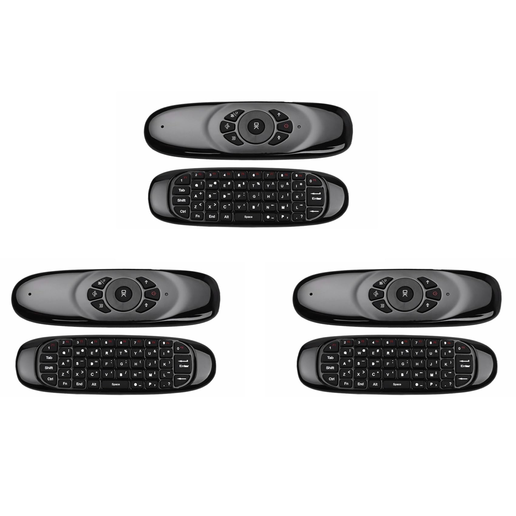 3 x 2,4 G Air Mouse teclado sem fio controle remoto para Android TV Box computador versão em inglês giroscópio de 6 eixos