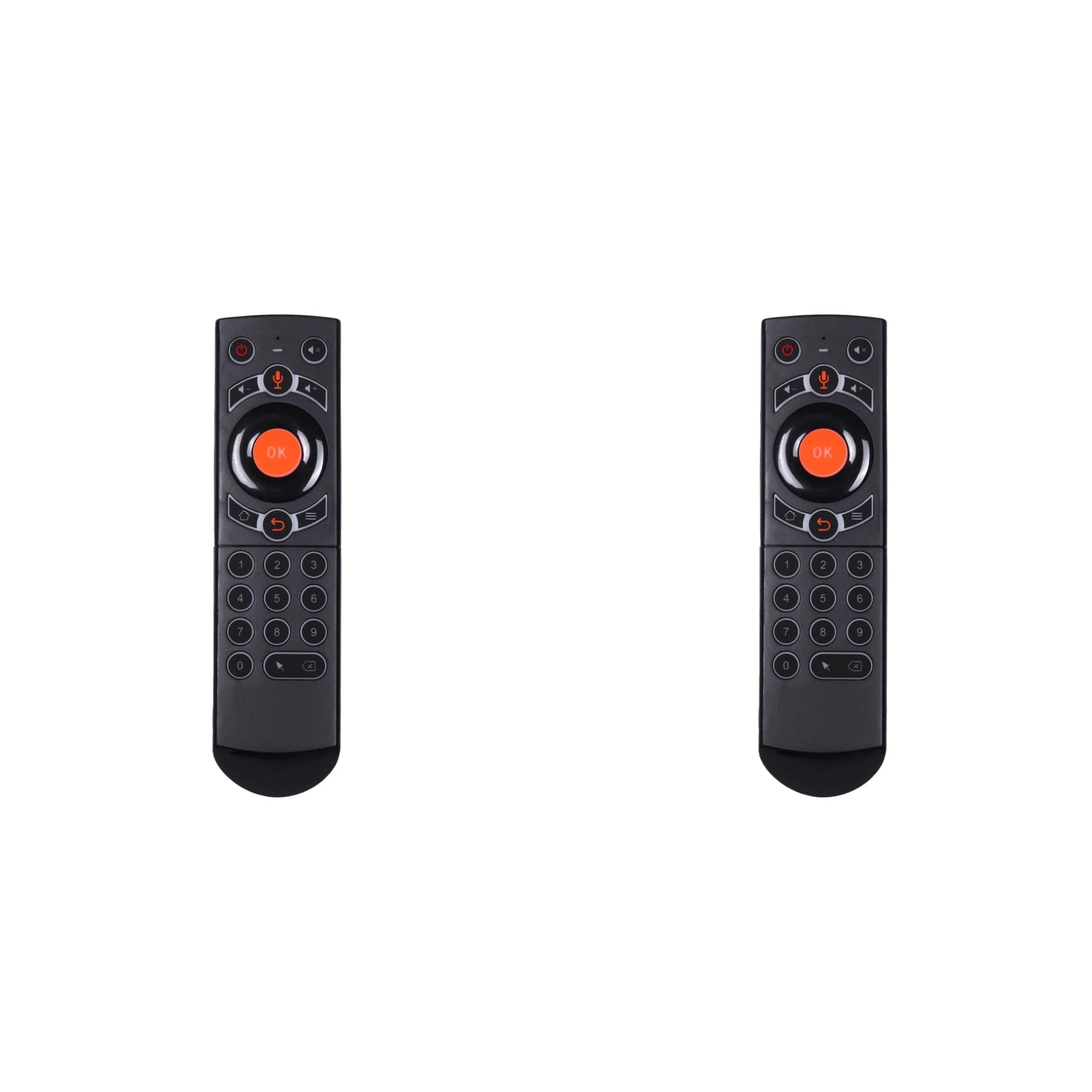 2 x giroscópio retroiluminado mouse sem fio controle remoto de voz inteligente teclas completas IR Learning para Android TV Box
