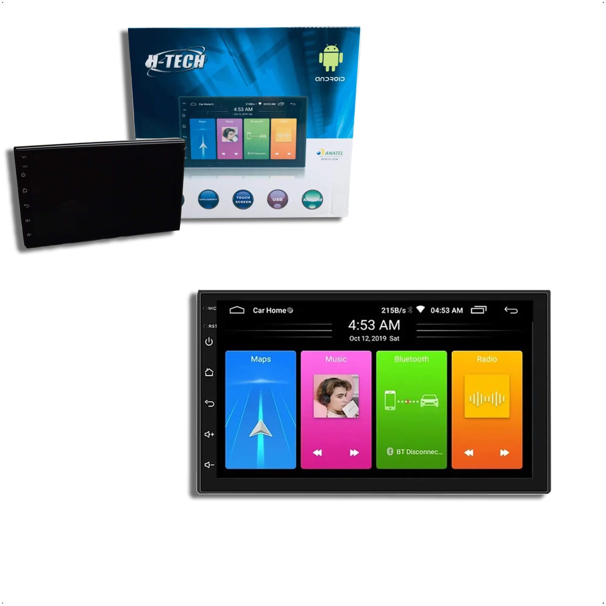 Multimidia Android Smart Midia Slim 7 Polegadas 1+16GB - Espelhamento Sem Fio GPS USB - H-TECH HT-6023