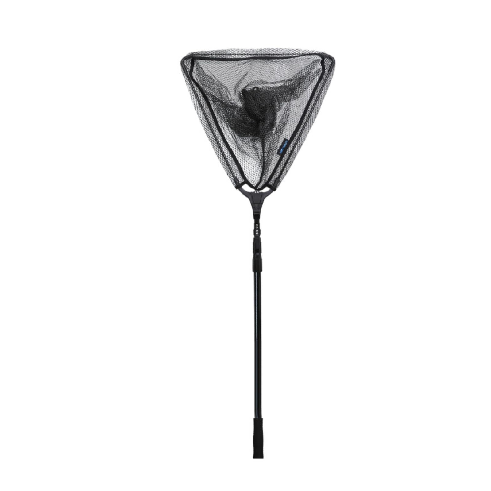 harayaa Rede de pesca dobrável triangular, rede de mão telescópica, construção em liga de alumínio, malha de nylon, dobragem compacta, adequada para pesca em, Preto, Preto, 2,5 milhões