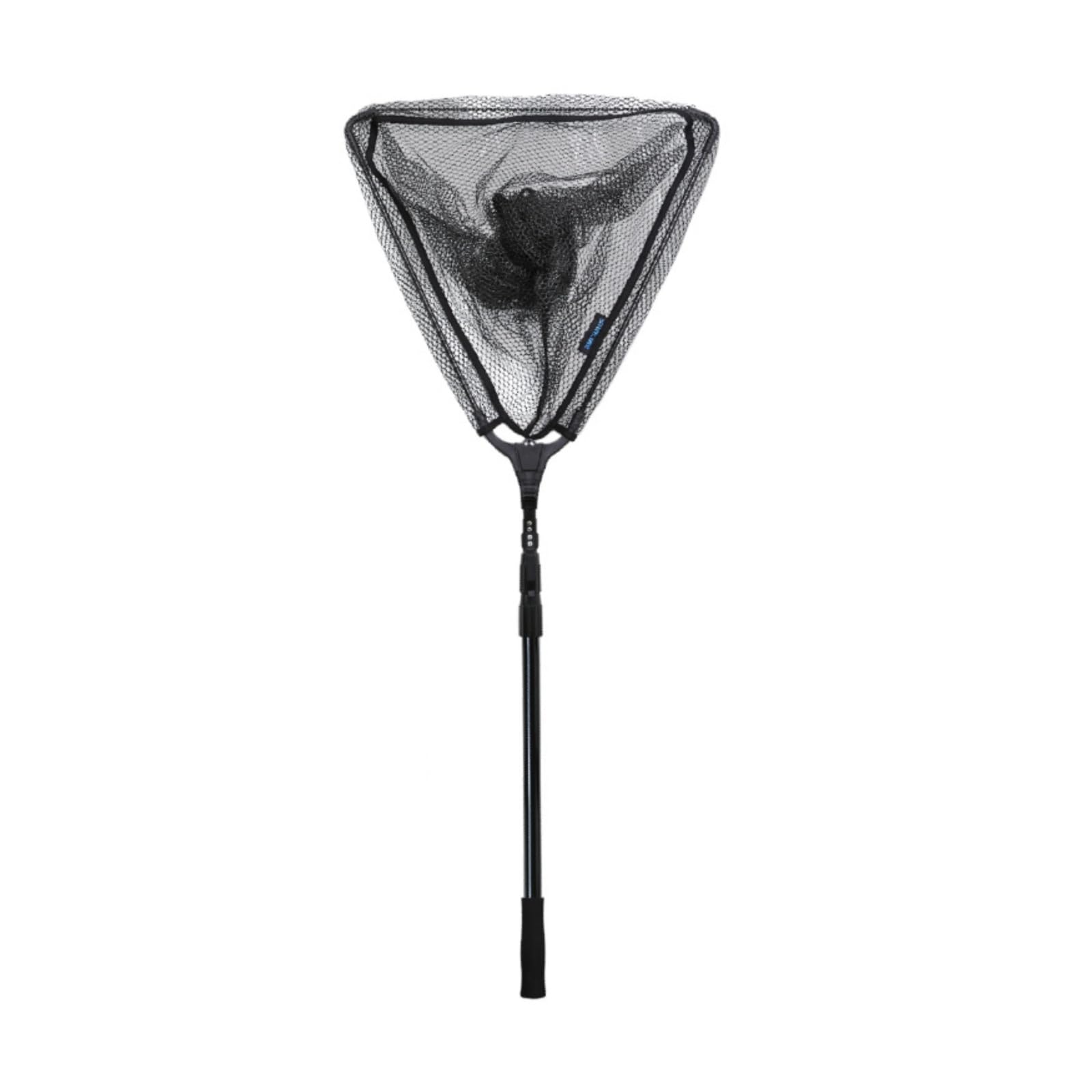 harayaa Rede de pesca dobrável triangular, rede de mão telescópica, construção em liga de alumínio, malha de nylon, dobragem compacta, adequada para pesca em, Preto, Preto, size to 3
