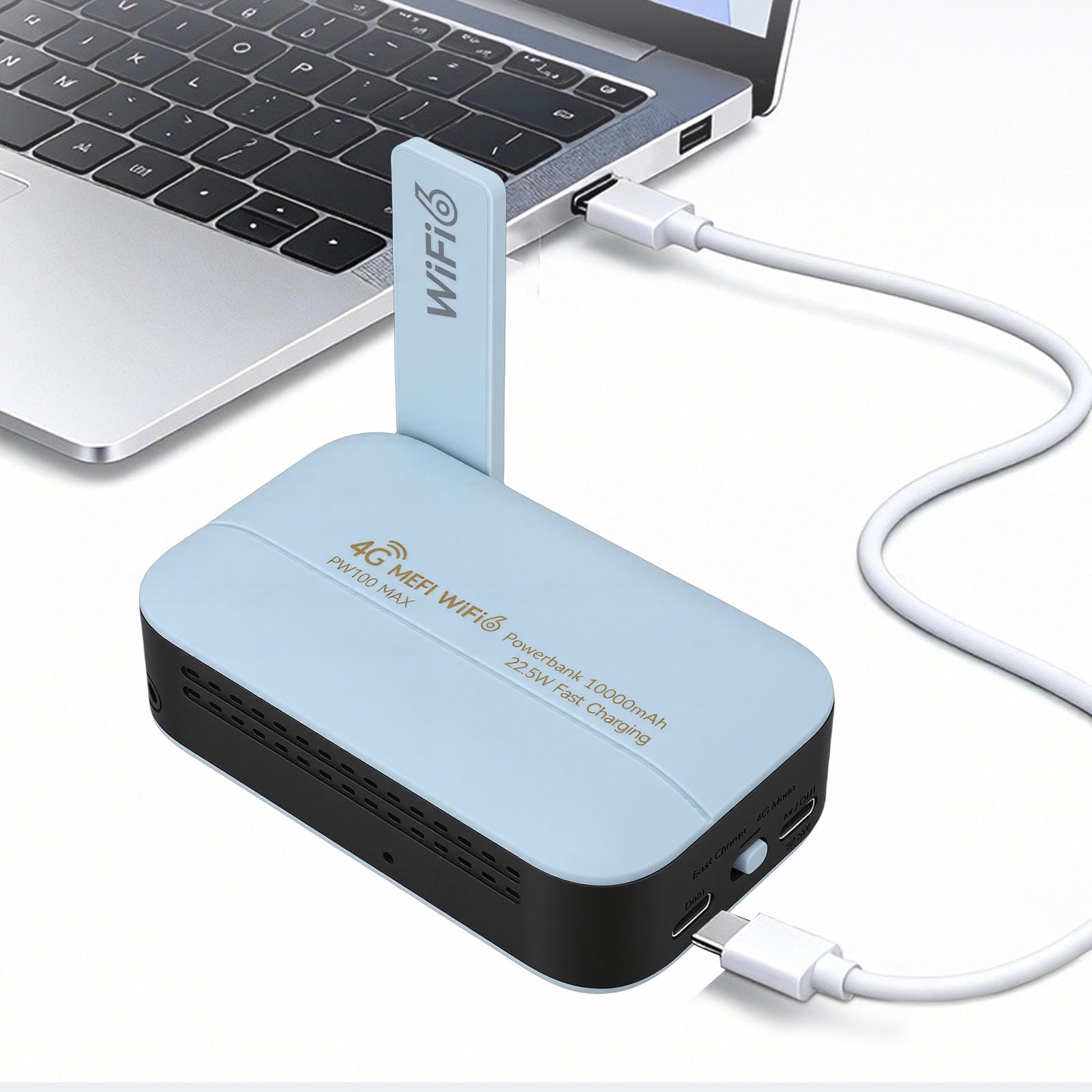Asixxsix Luocute Banco do Poder do Roteador 10000mAh Curso de 4G LTE | Hotspot WiFi 6 Portátil, Slot SIM para B1/B3/B5/B7/B8/B20/B28/B38/B40/B41, Velocidade de 300 Mbps, 16 Usuários, 2,4 GHz