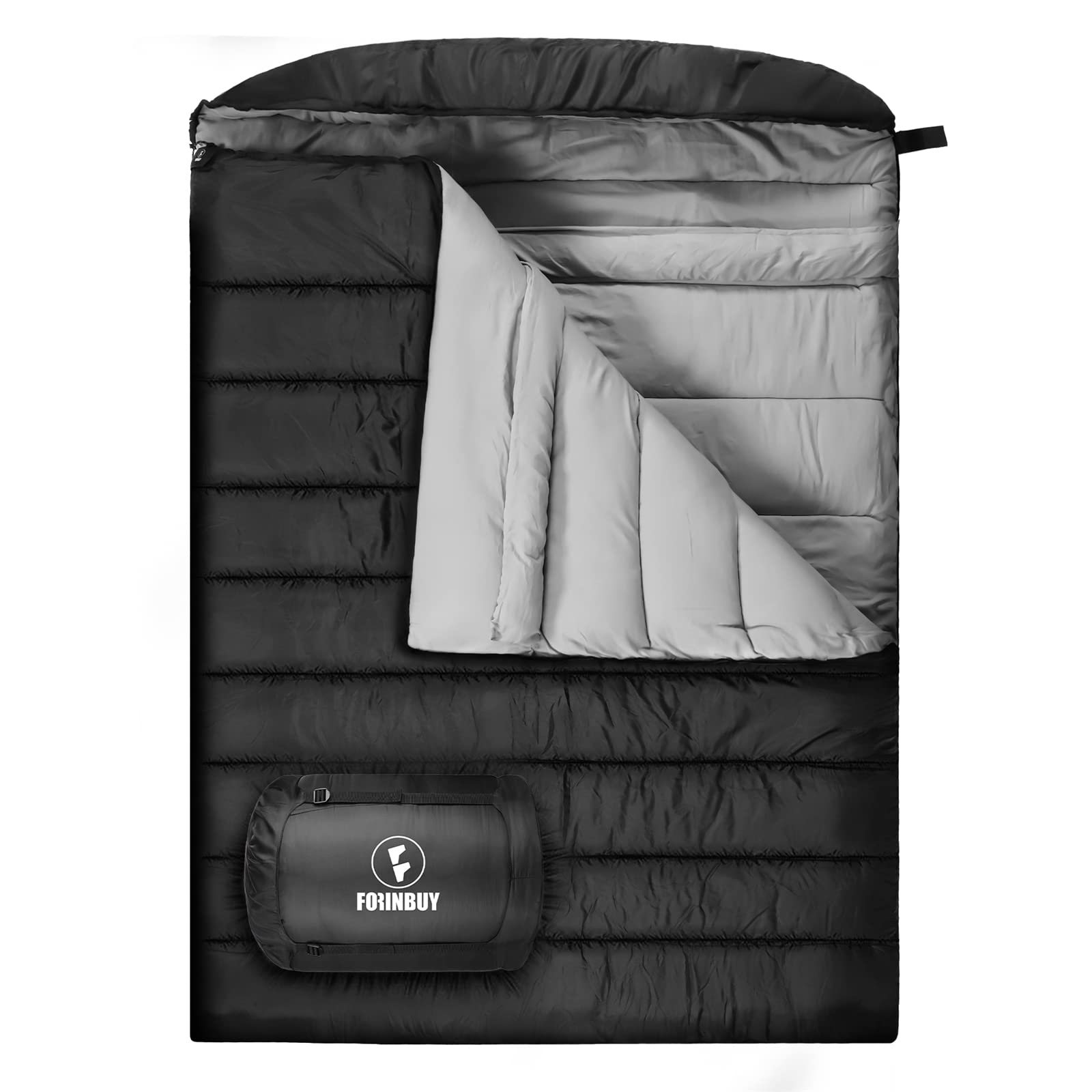 Saco de dormir duplo de 0 graus para adultos, saco de dormir tamanho queen para 2 pessoas, saco de dormir duplo de inverno à prova d'água, adequado para casais ou acampamento em família, caminhadas, trailers e viagens