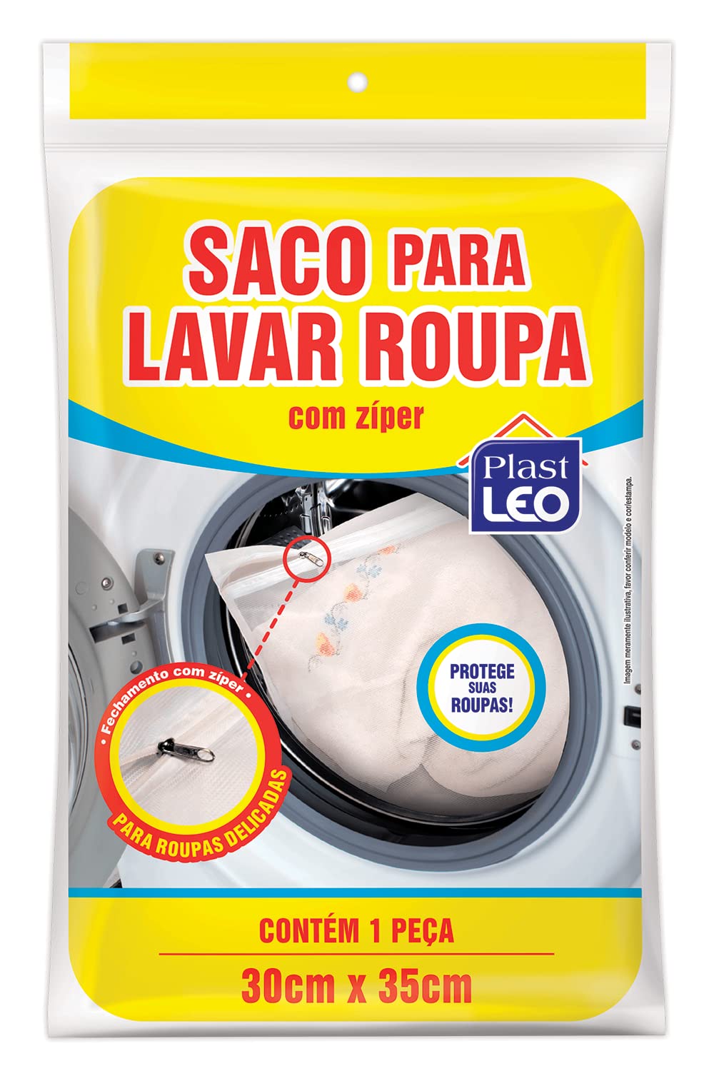 Saco para Lavar Roupa/Lingerie com zíper (30x35cm) | Plast Leo (Ref.: 388)