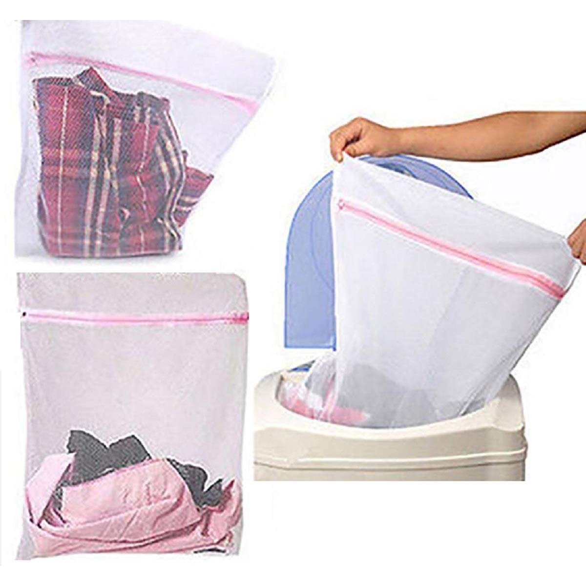 Bazar WU Saco Para Lavar Roupa Delicada na Máquina Kit com 3 Unidades 60x50cm Grande