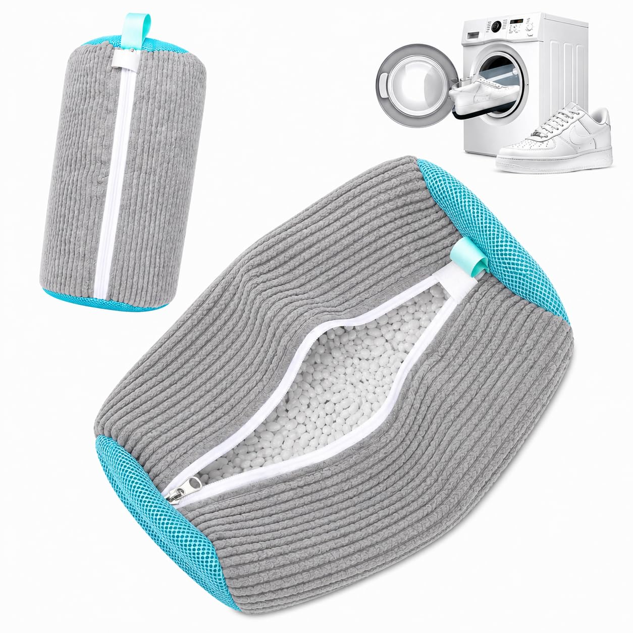 Saco para Lavar Tênis e Sapatos na Máquina com Zíper Reforçado e Proteção Interna Acolchoada