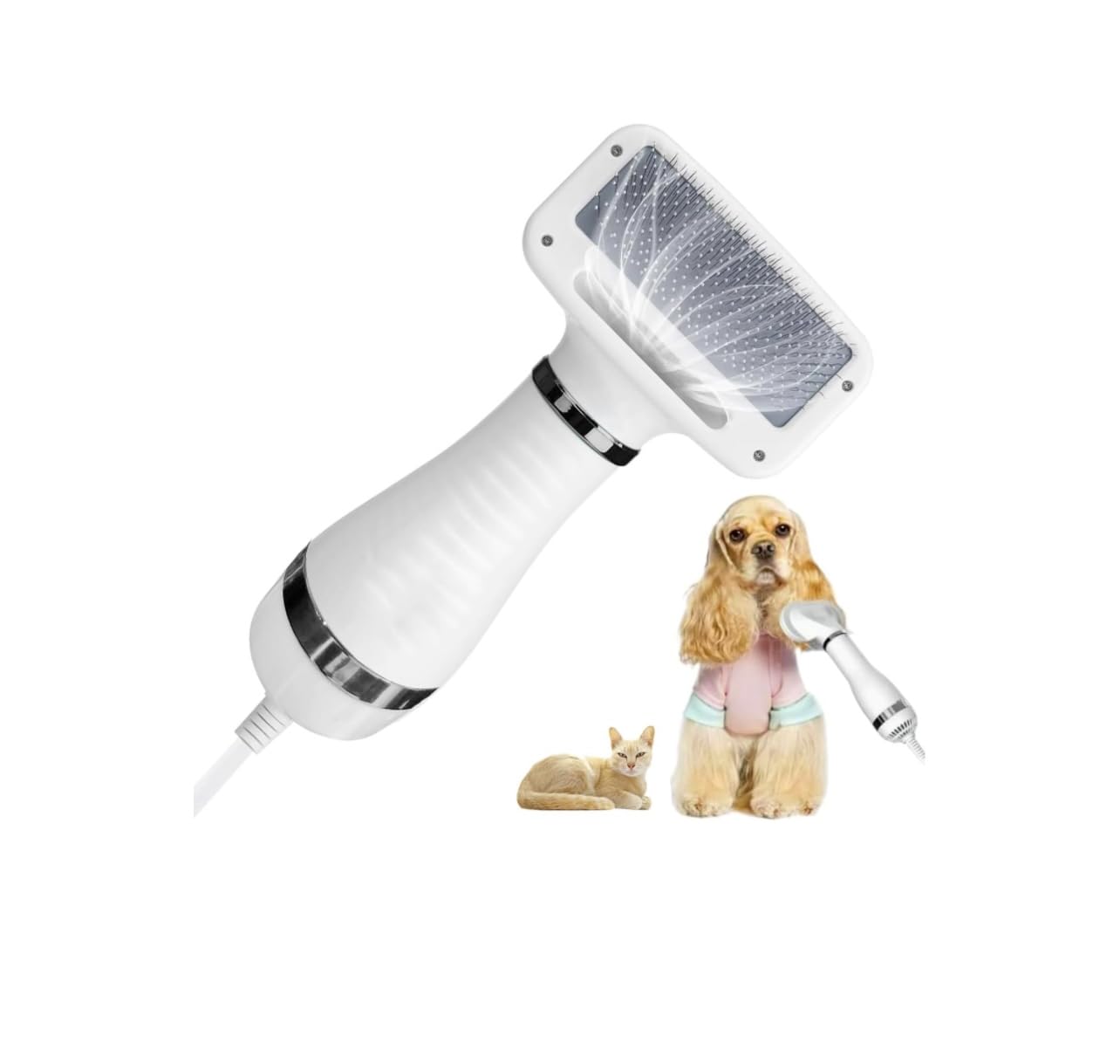 Escova Secadora Pet Shop Portátil 2 em 1 Seca e Tira Pelos Cachorro Gato Coelho 110V